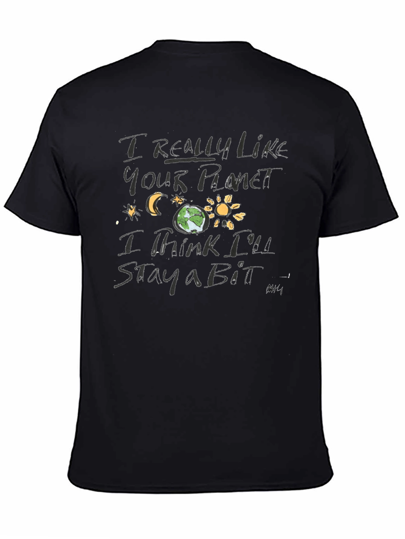 I Really Like Your Planet Black Graphic Tee
