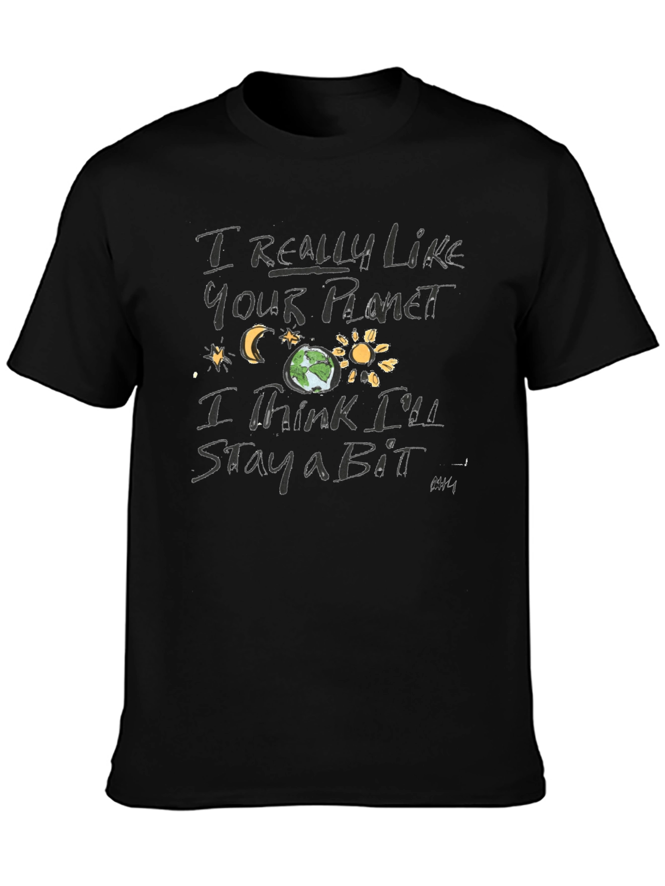 I Really Like Your Planet Black Graphic Tee