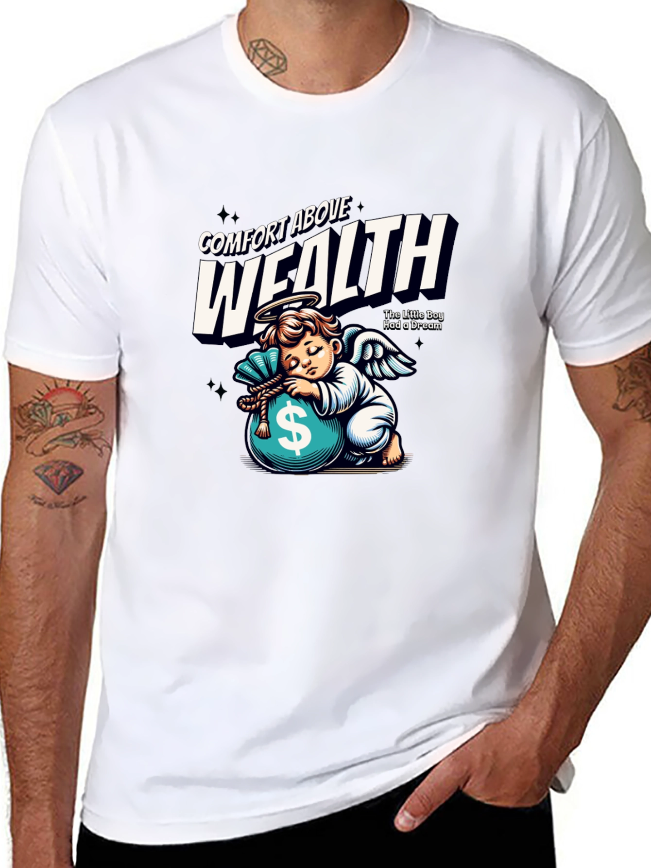 Comfort Above Wealth Angel Graphic T-Shirt