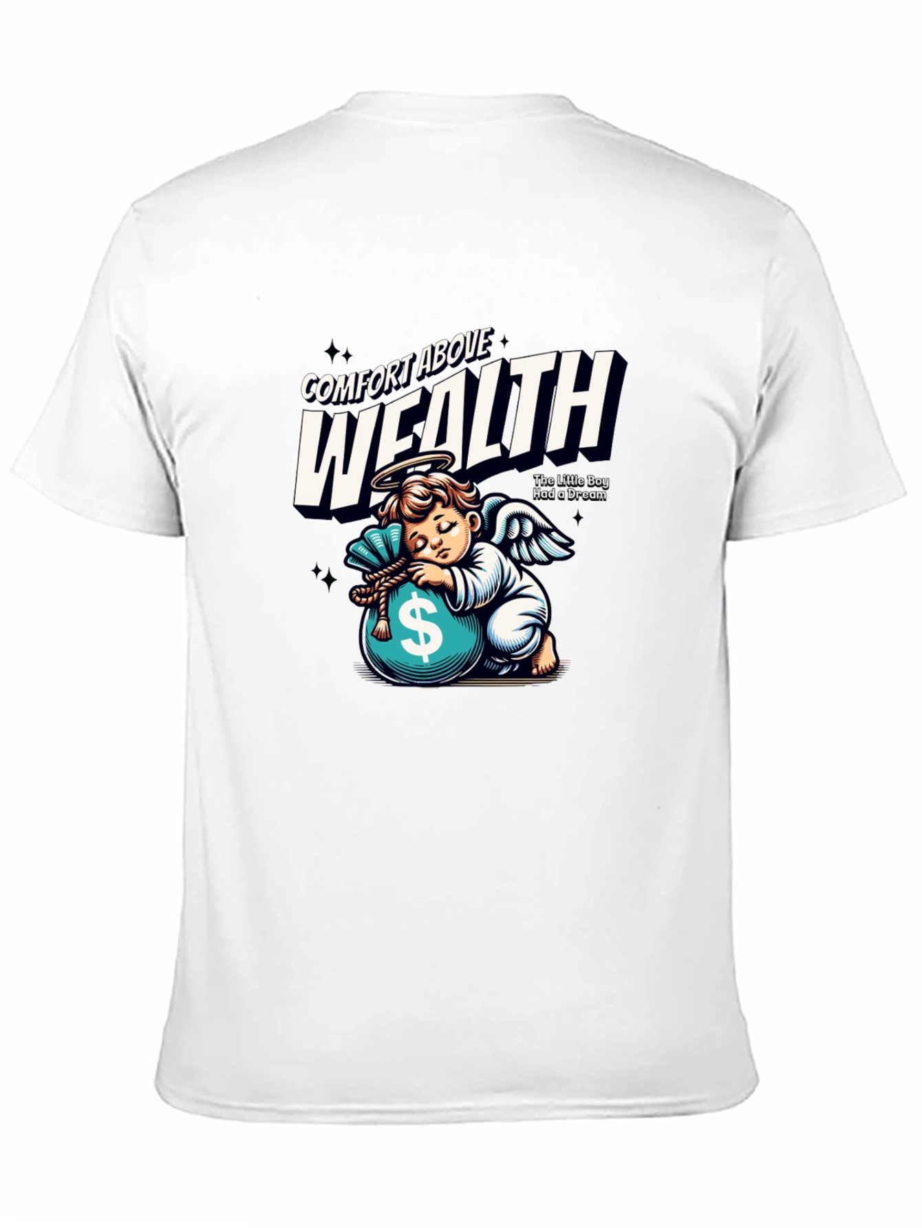 Comfort Above Wealth Angel Graphic T-Shirt