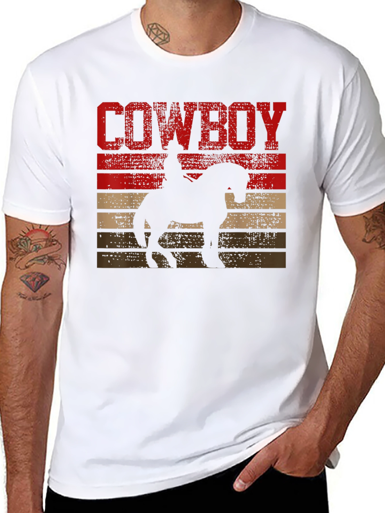 Cowboy Silhouette Graphic Tee - Western Style T-Shirt