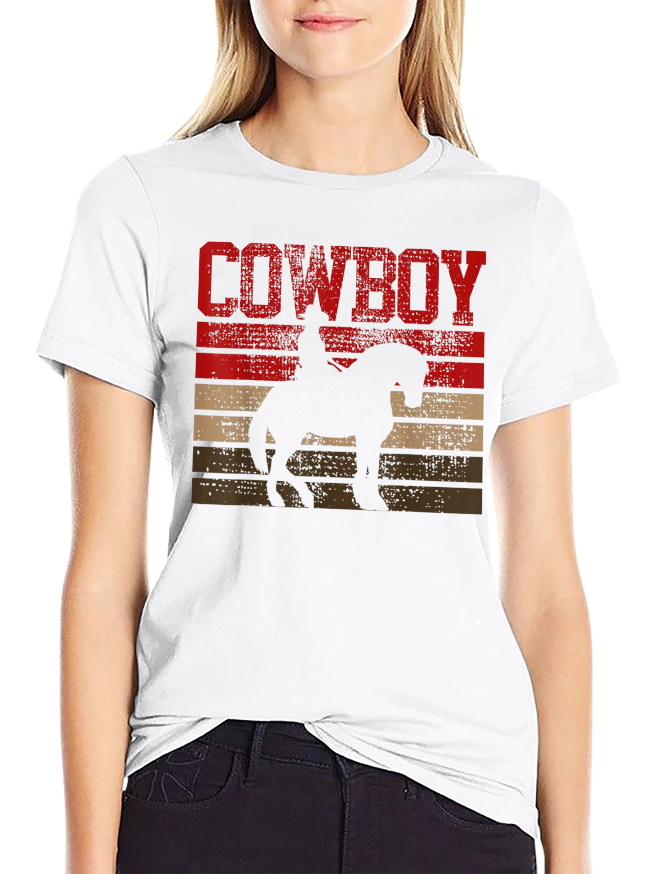 Cowboy Silhouette Graphic Tee - Western Style T-Shirt