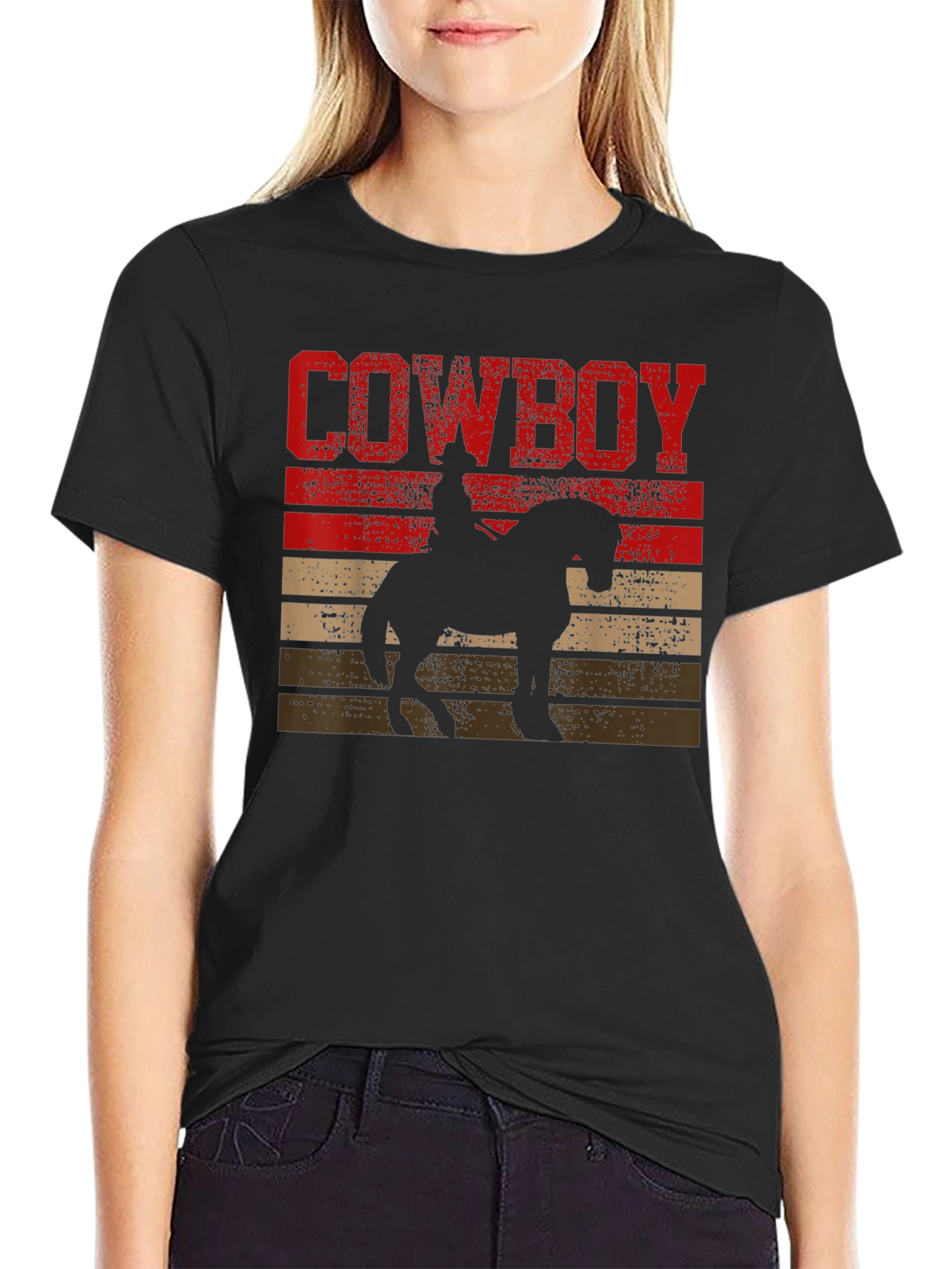Cowboy Silhouette Graphic Tee - Western Style T-Shirt