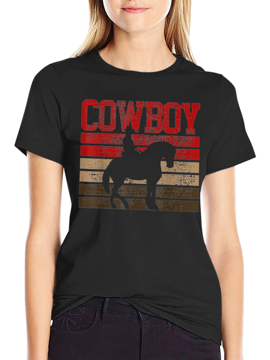 Cowboy Silhouette Graphic Tee - Western Style T-Shirt