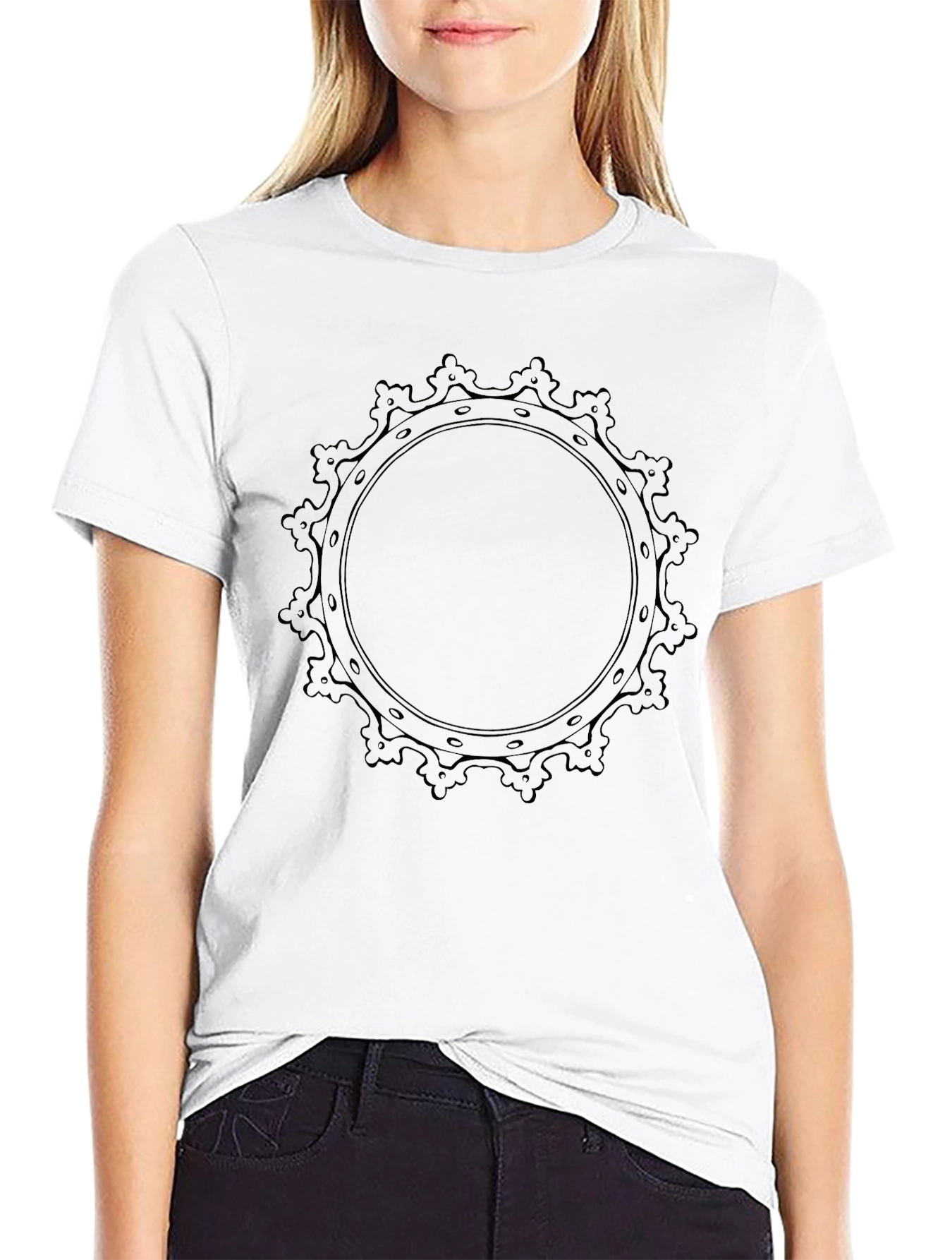 Graphic Print Black Crew Neck Tee