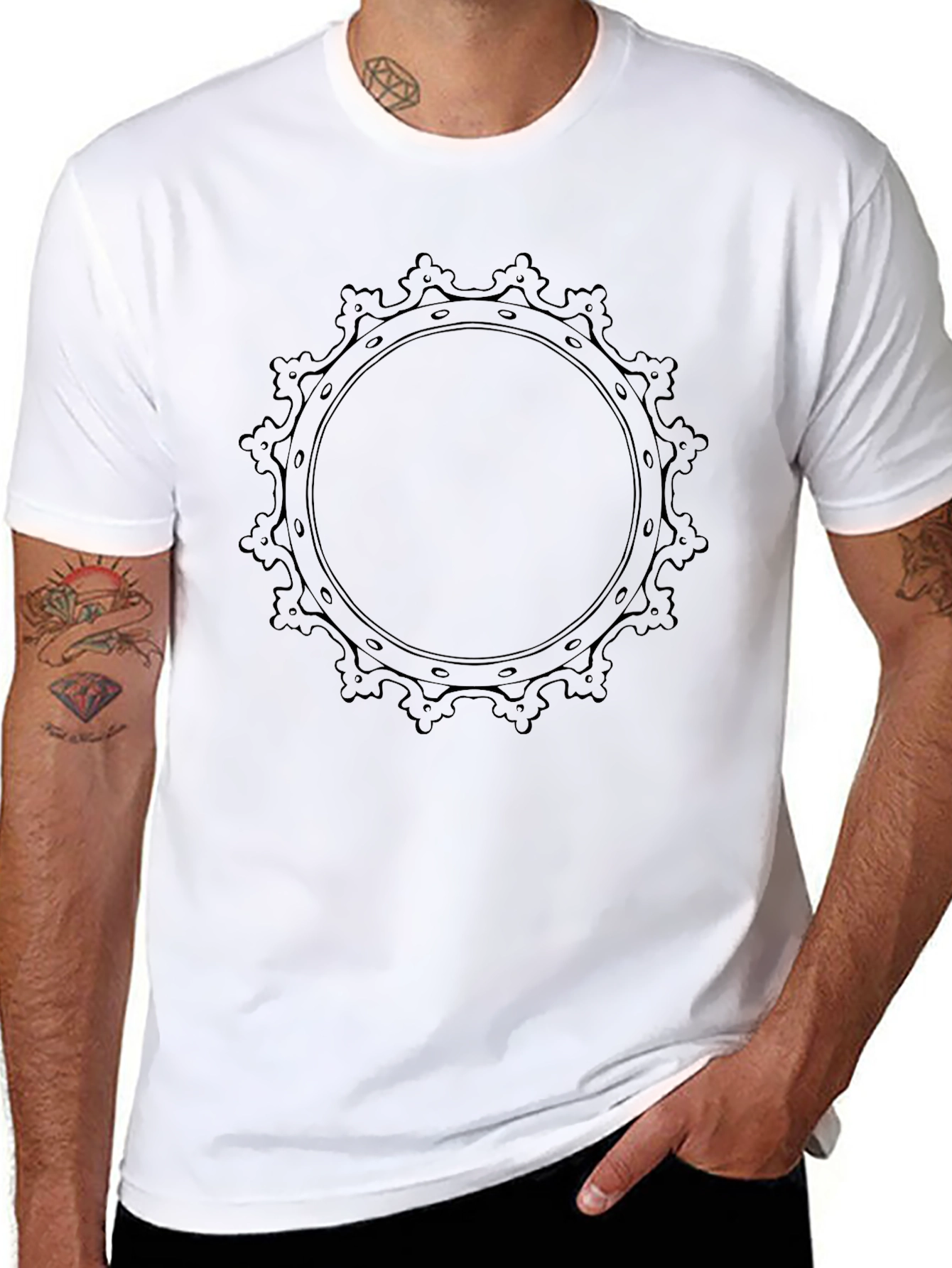 Graphic Print Black Crew Neck Tee