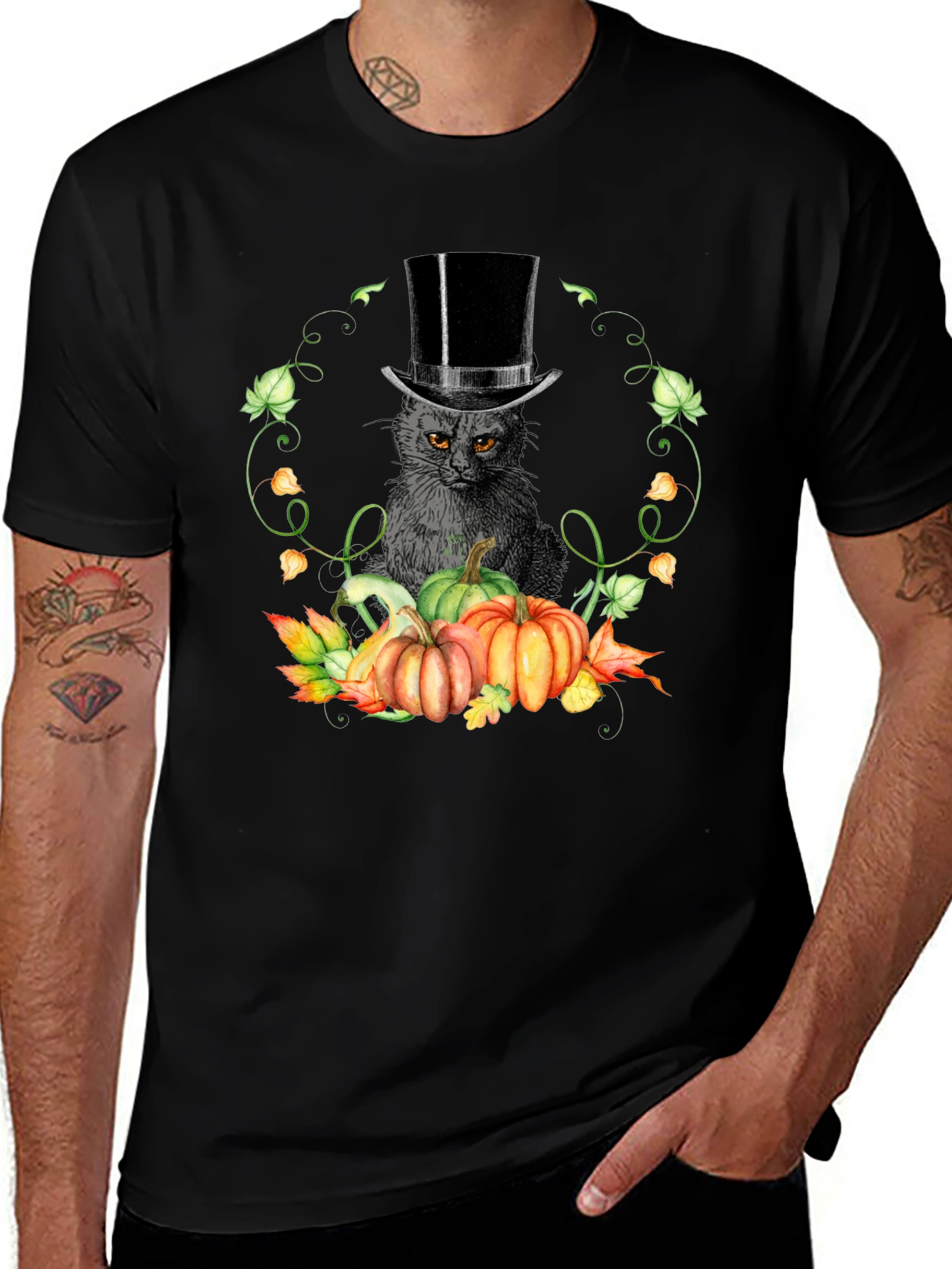 Halloween Cat & Pumpkin T-Shirt