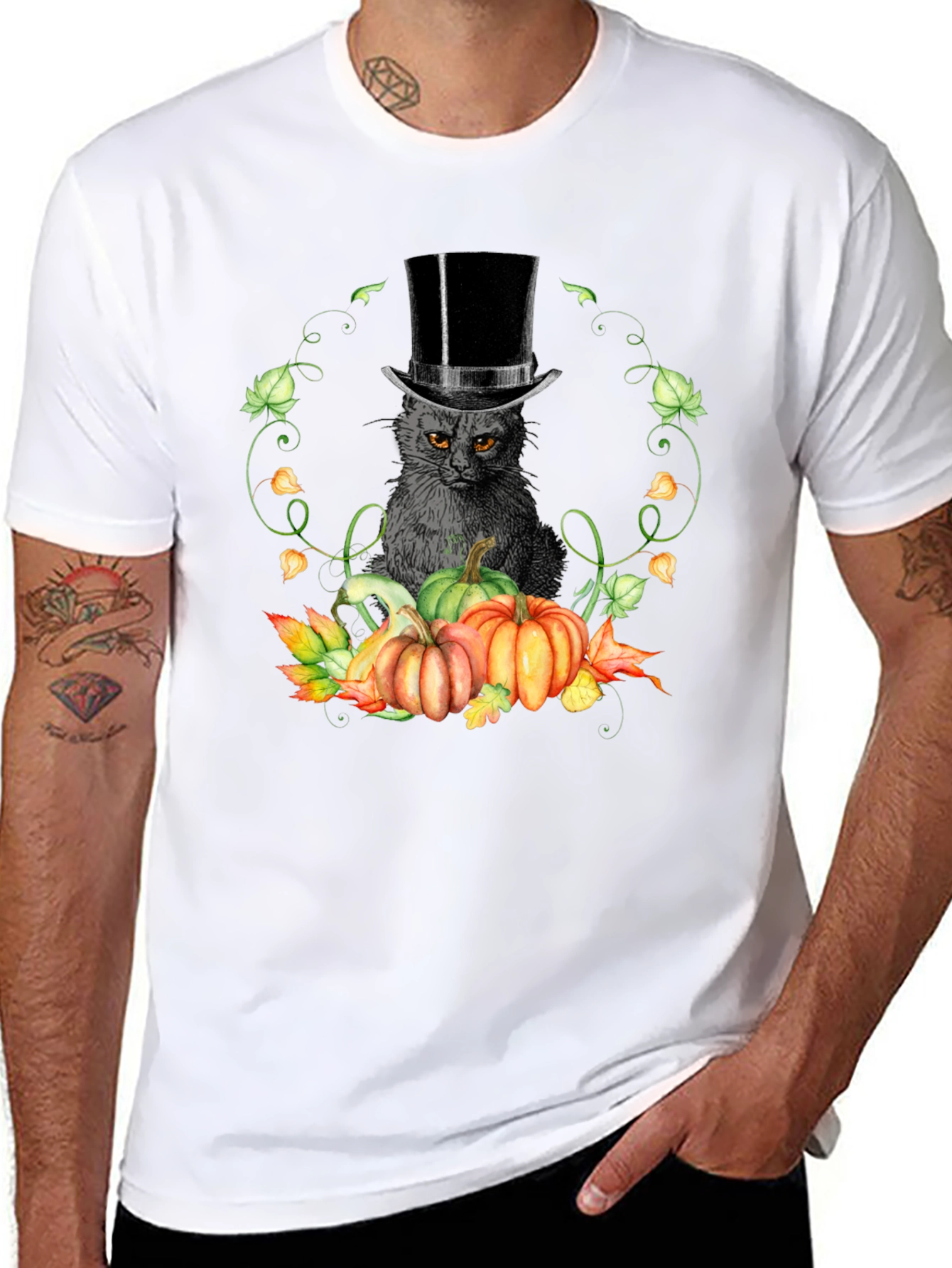 Halloween Cat & Pumpkin T-Shirt