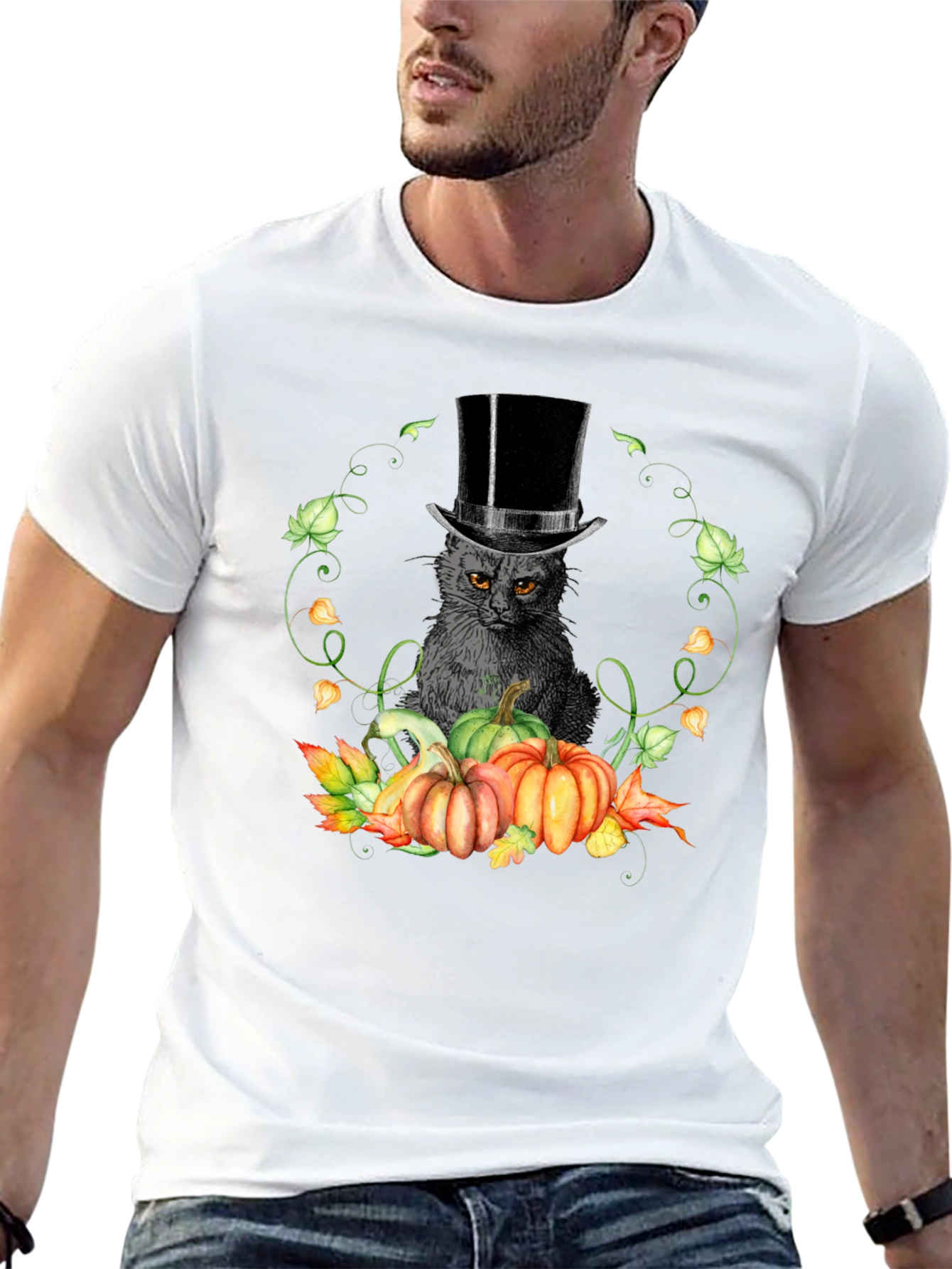 Halloween Cat & Pumpkin T-Shirt
