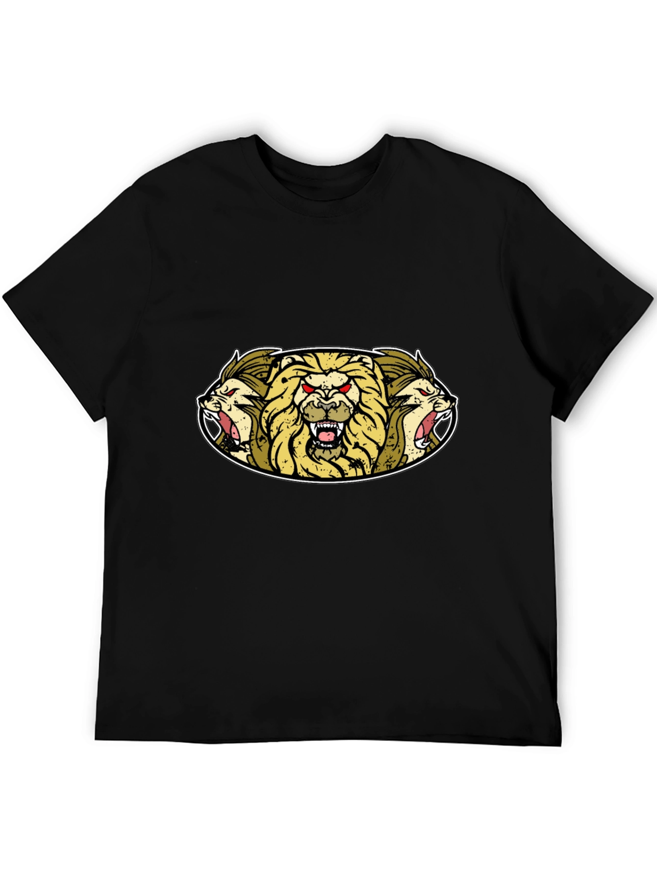 Lion Heads Graphic Tee - Mens Black T-Shirt