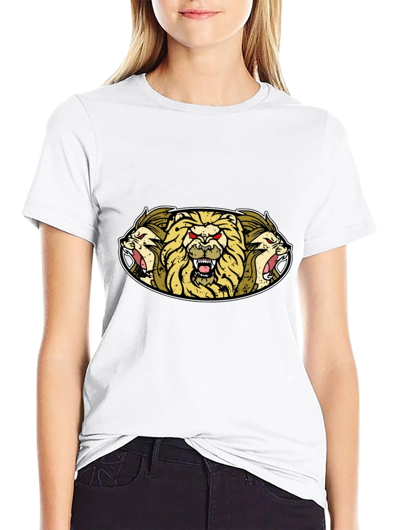 Lion Heads Graphic Tee - Mens Black T-Shirt