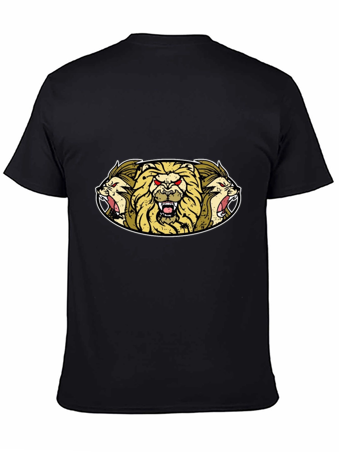 Lion Heads Graphic Tee - Mens Black T-Shirt