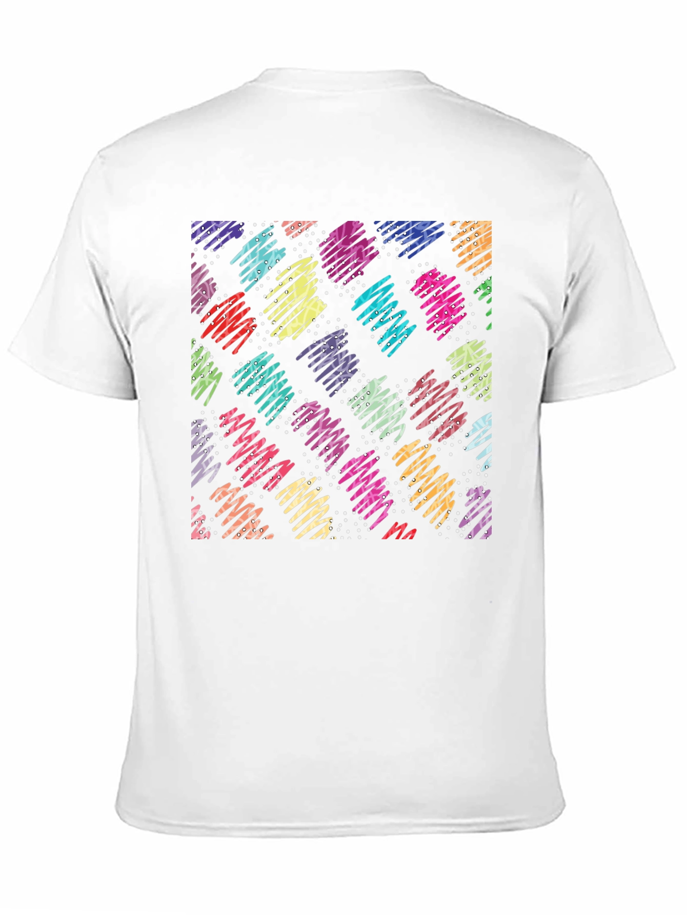 Retro Scribble Pattern Black T-Shirt
