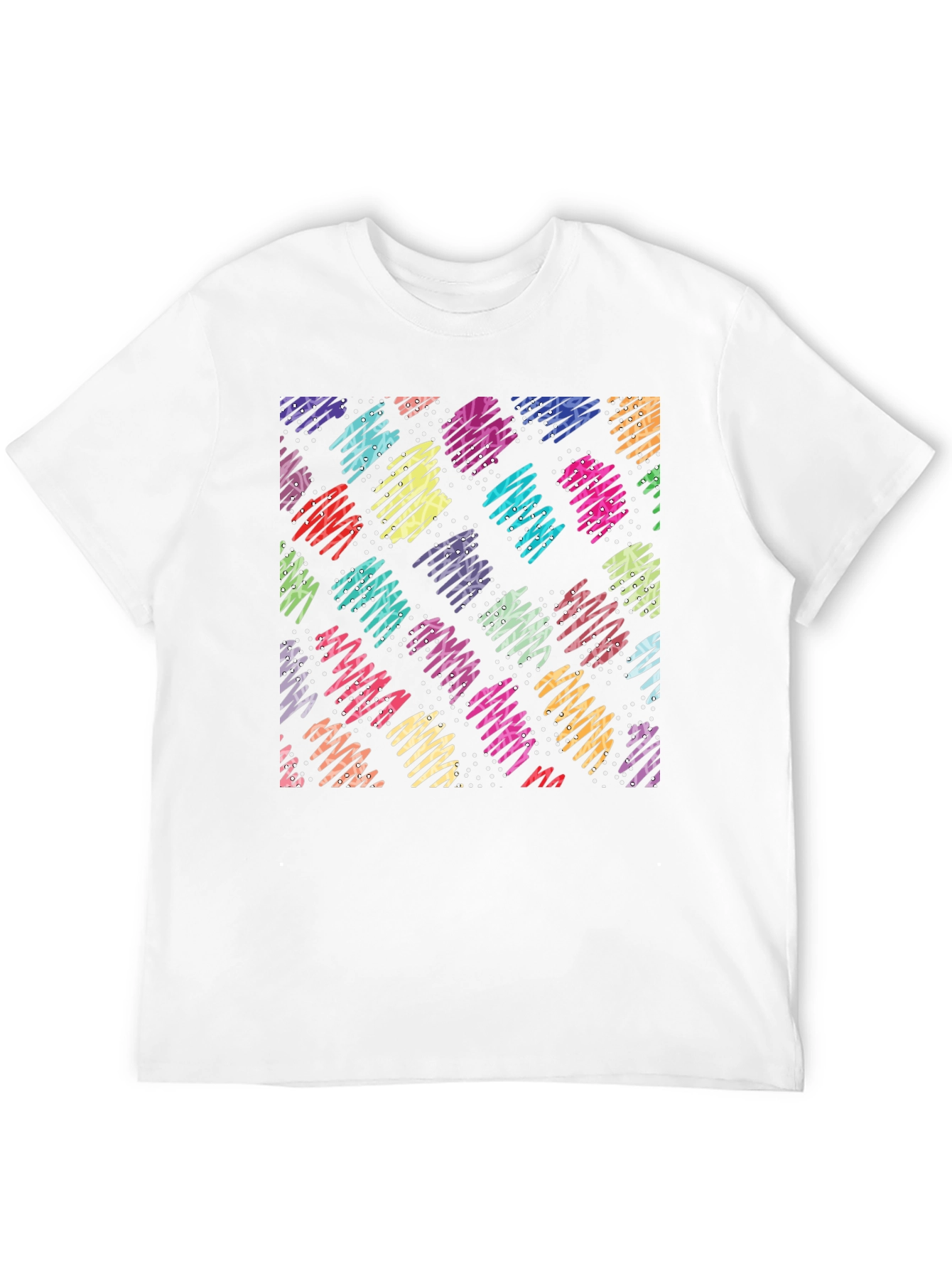 Retro Scribble Pattern Black T-Shirt