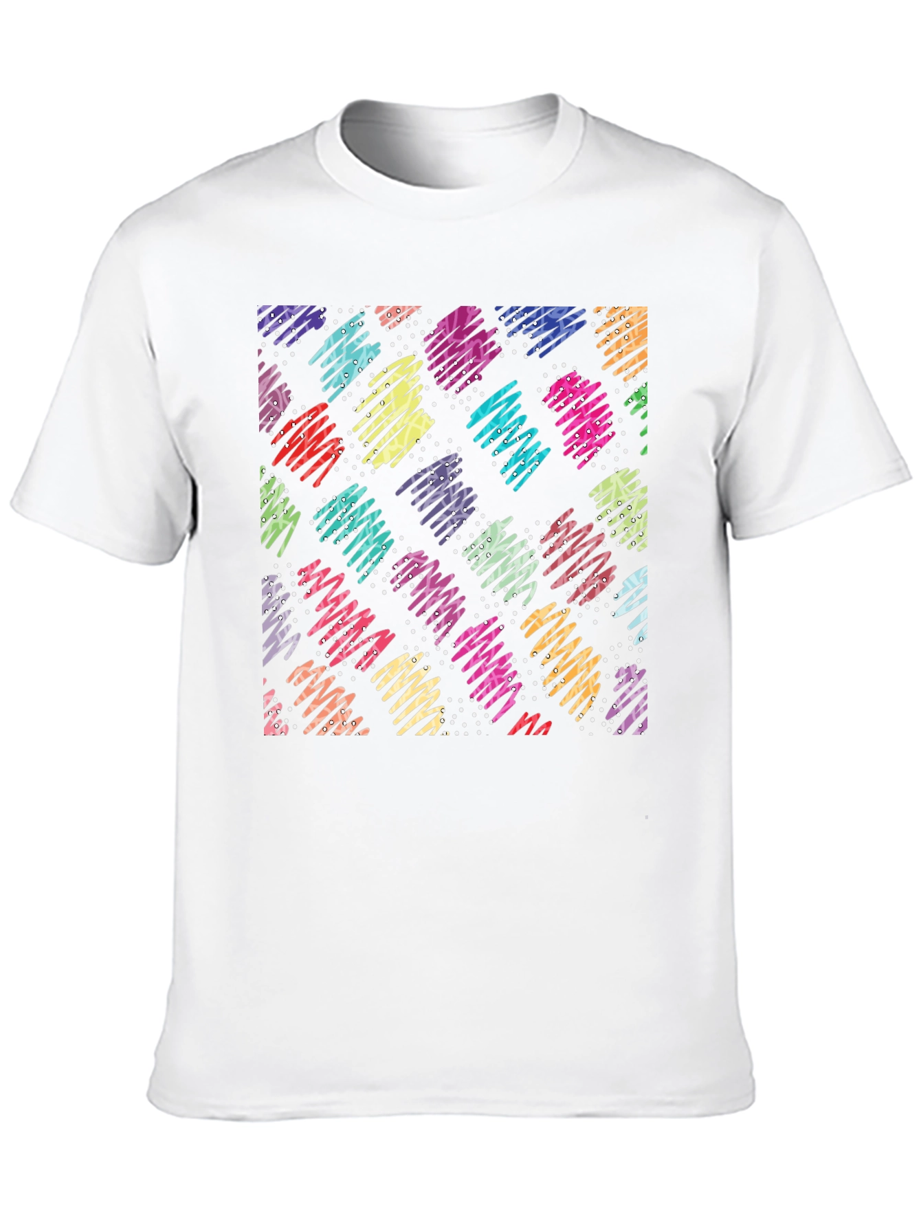 Retro Scribble Pattern Black T-Shirt