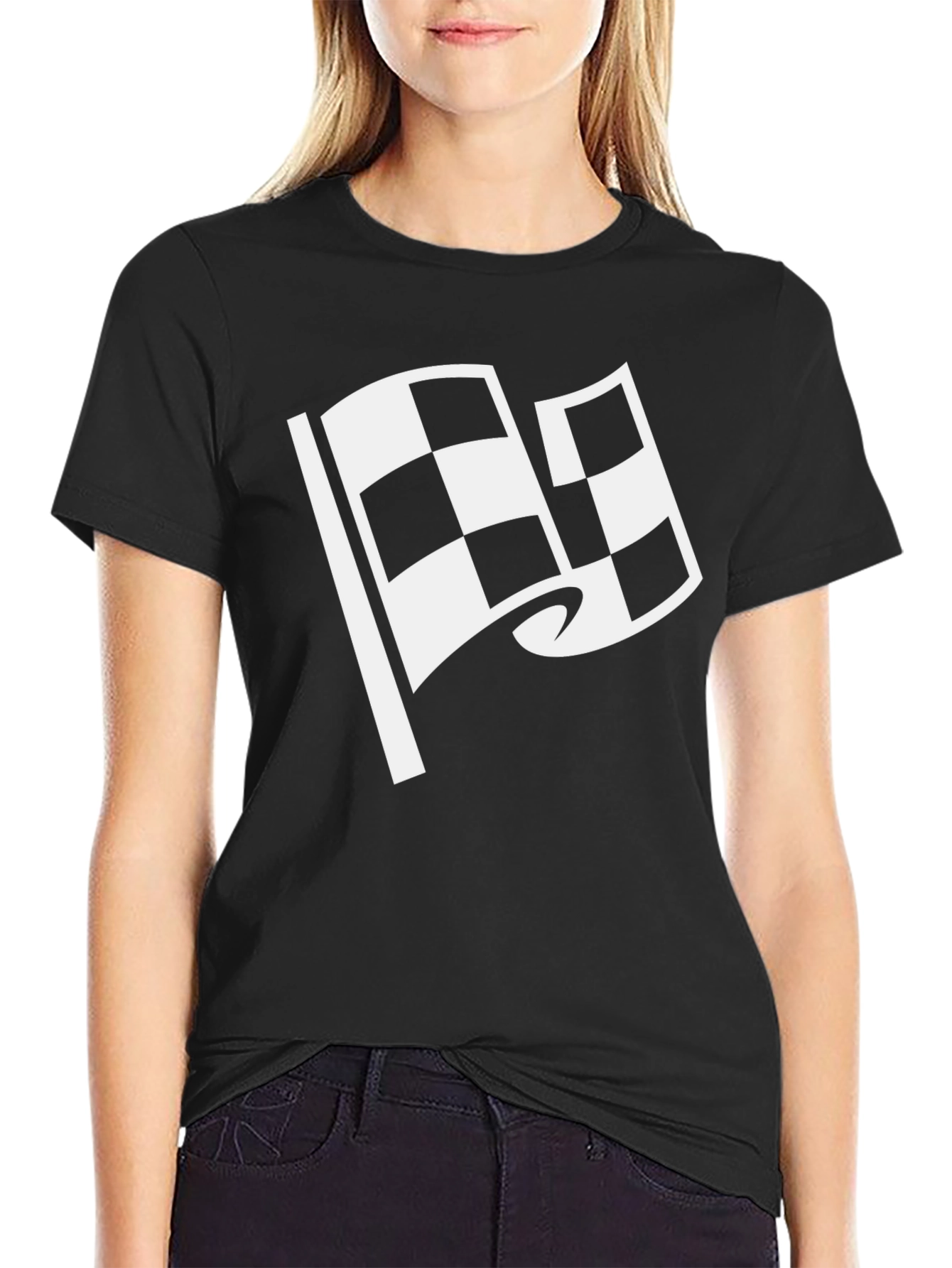 Checkered Flag Graphic Tee - Black