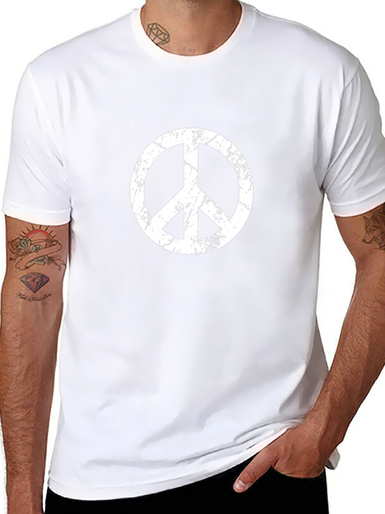 Distressed Peace Sign Black T-Shirt