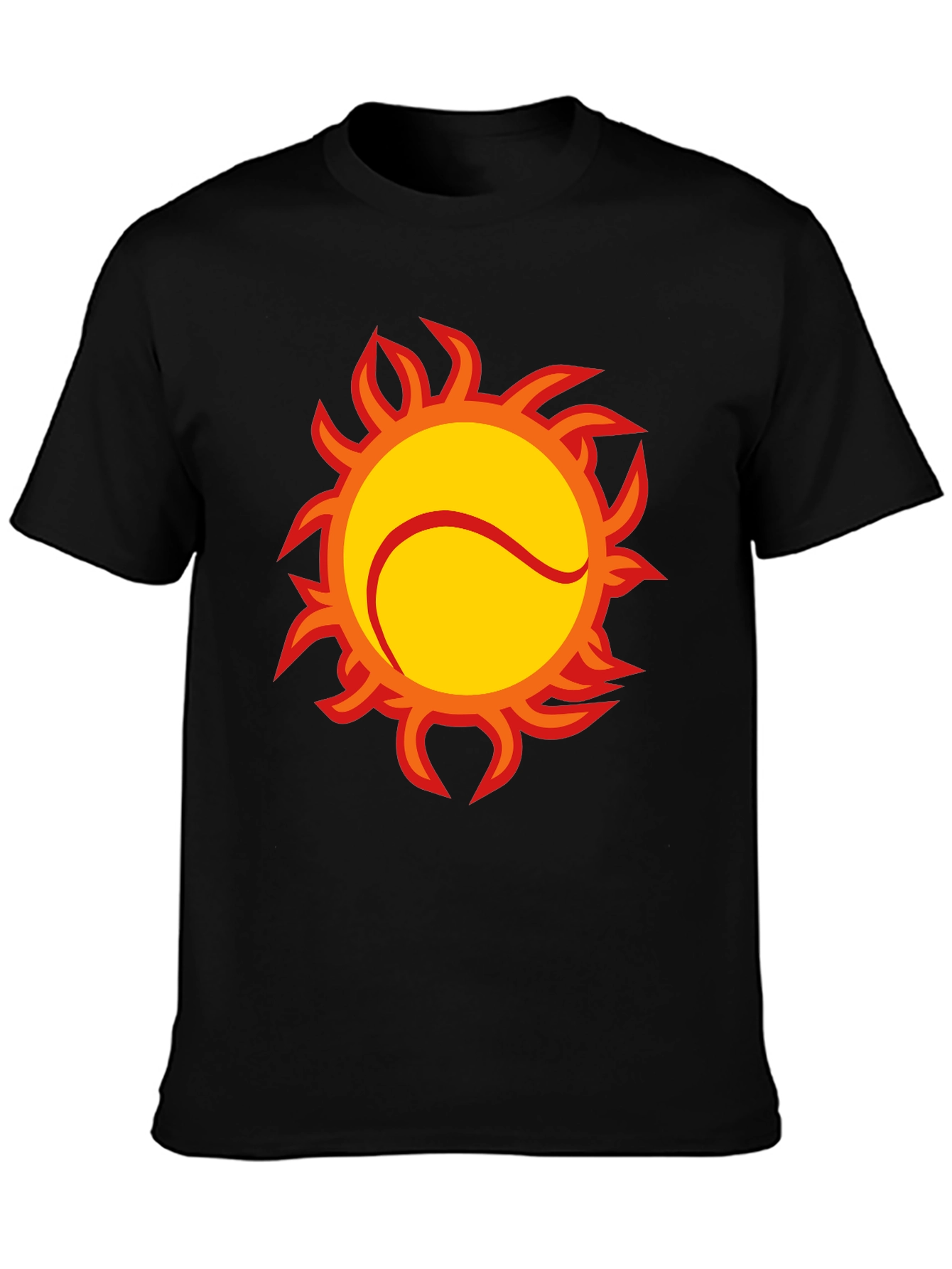 Fiery Tennis Ball Graphic Tee - Black
