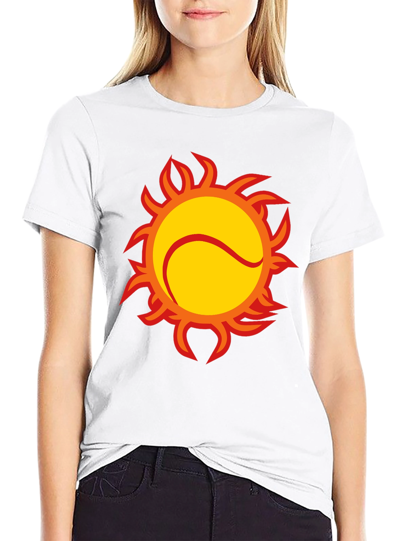 Fiery Tennis Ball Graphic Tee - Black