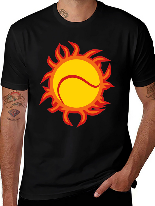 Fiery Tennis Ball Graphic Tee - Black