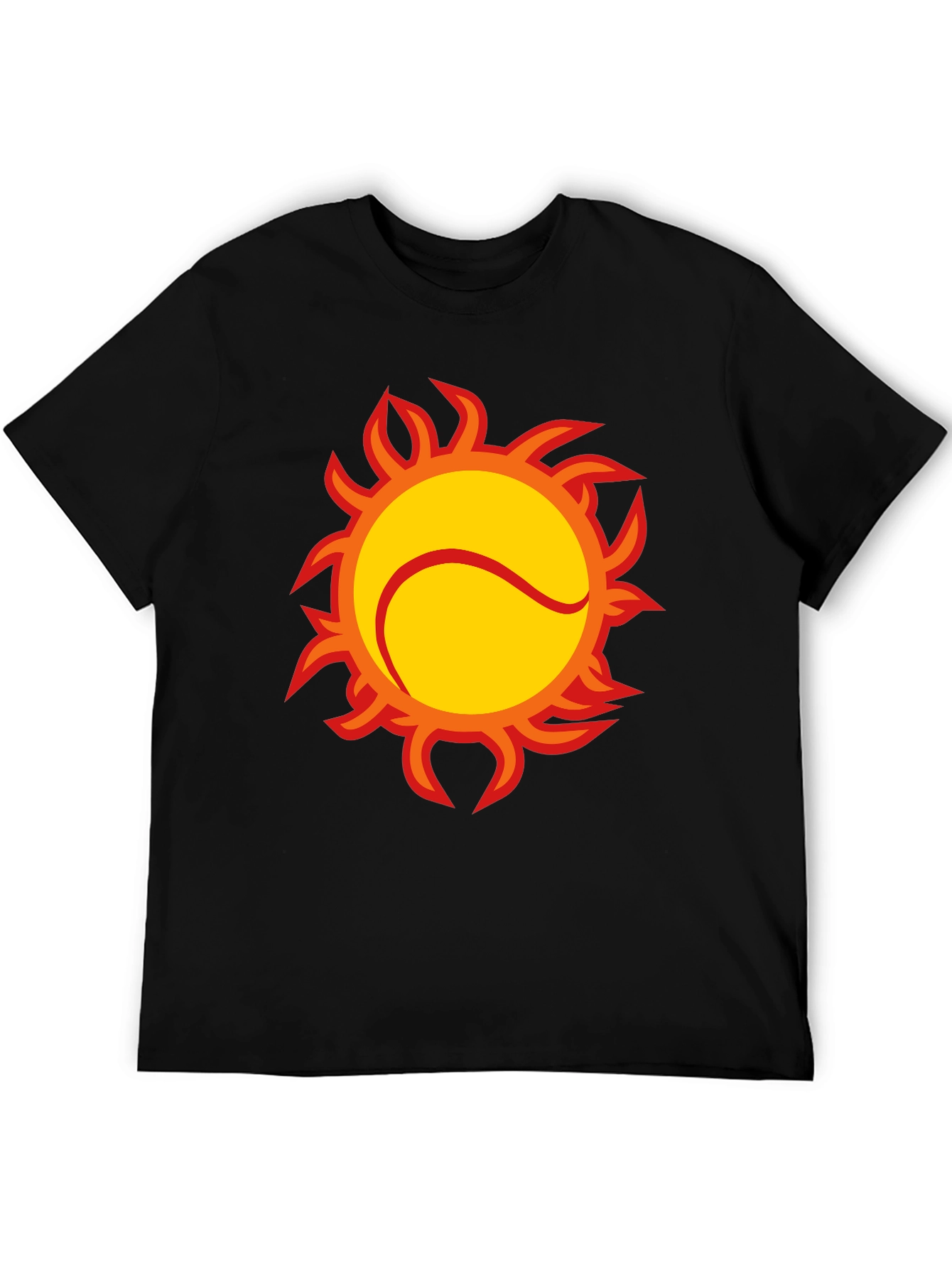 Fiery Tennis Ball Graphic Tee - Black