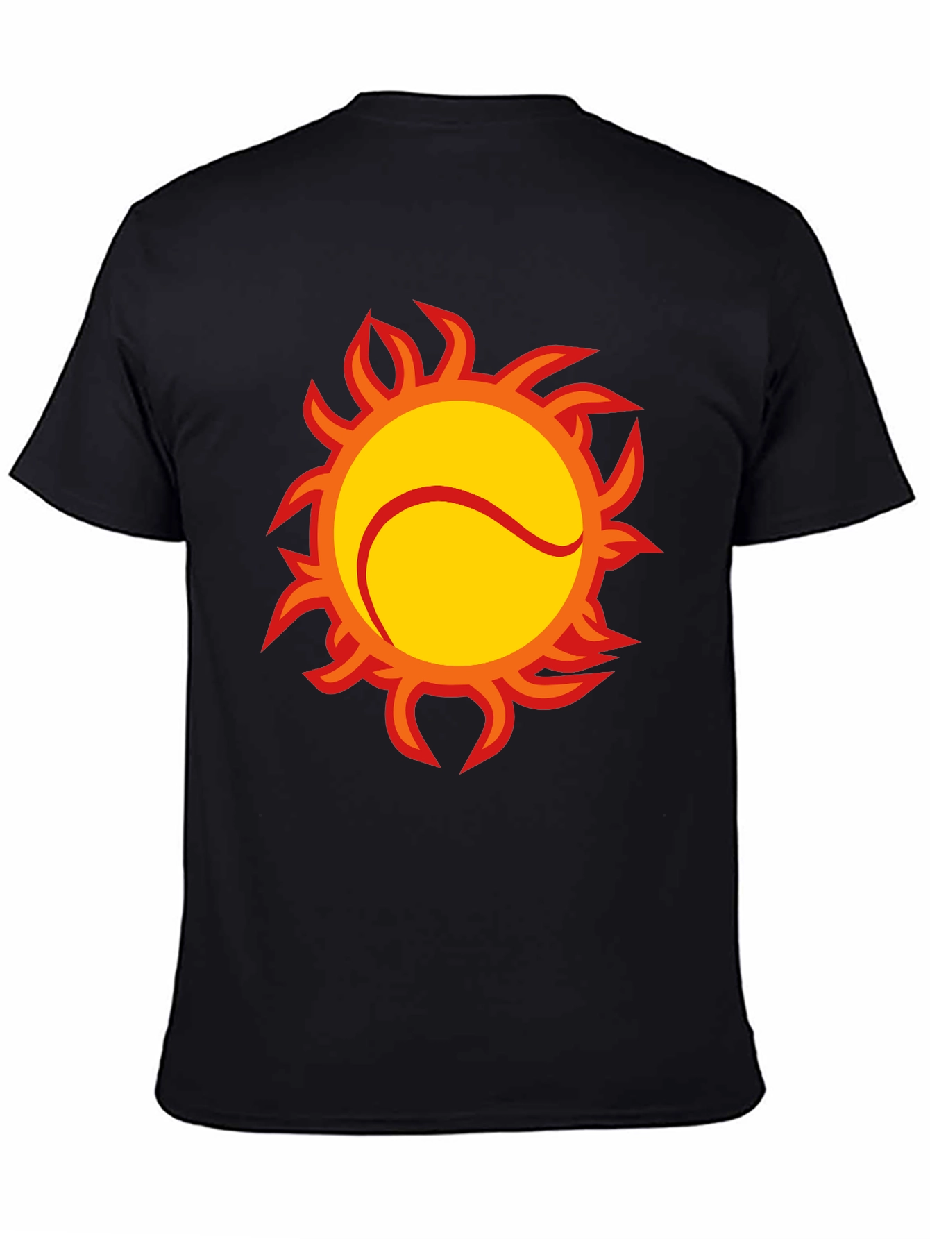 Fiery Tennis Ball Graphic Tee - Black