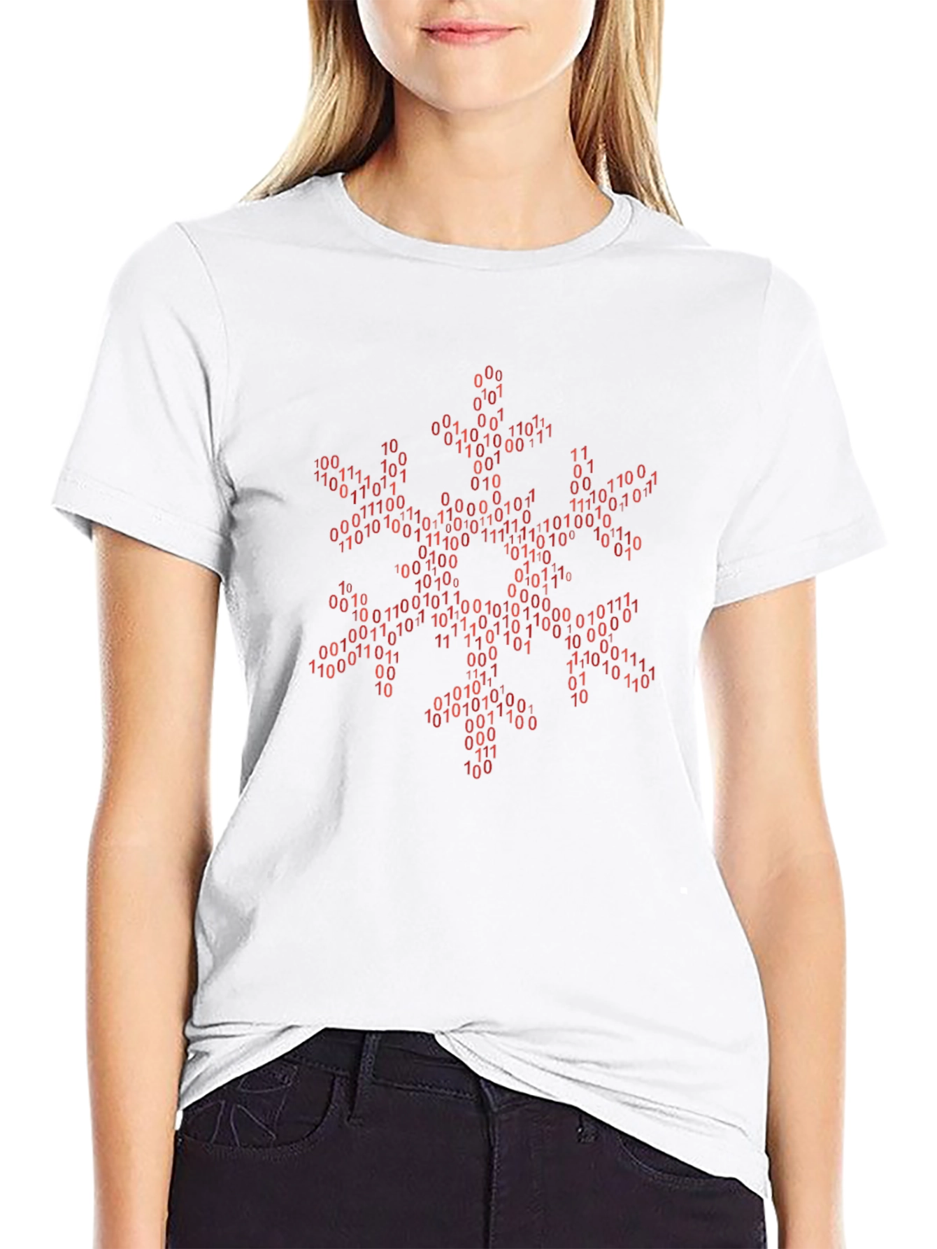 Binary Snowflake Graphic Tee - Coding Winter Shirt