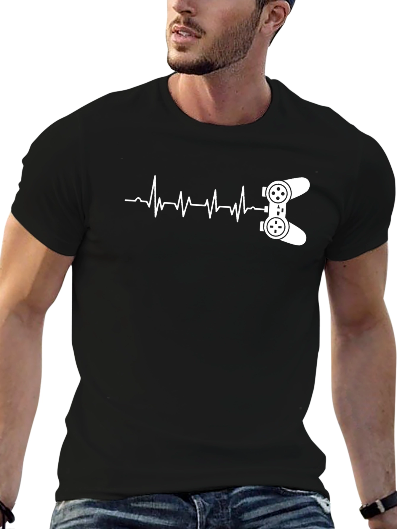 Gamer Heartbeat Black T-Shirt