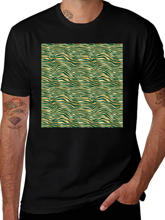 Emerald and Gold Wave Pattern T-Shirt