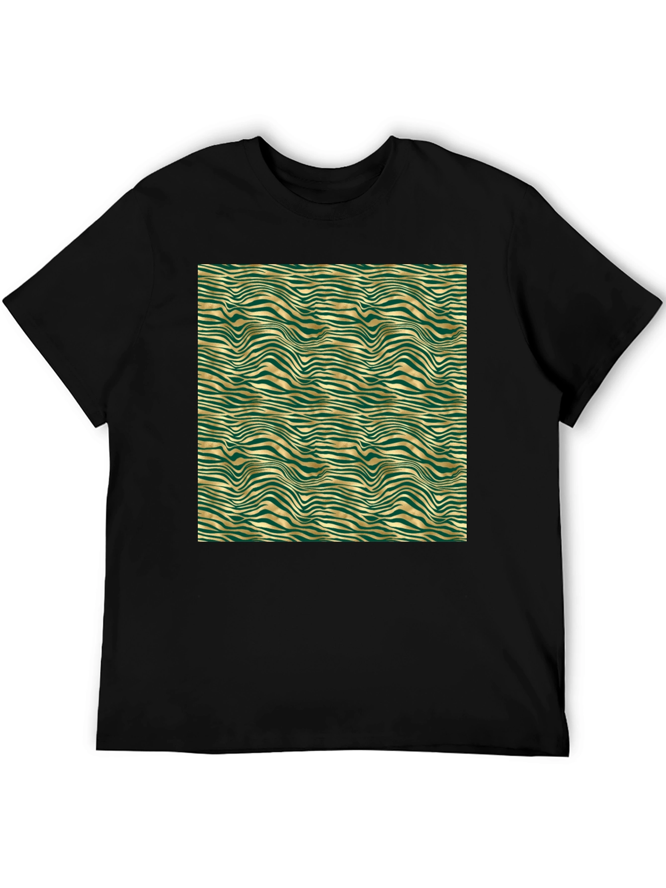 Emerald and Gold Wave Pattern T-Shirt