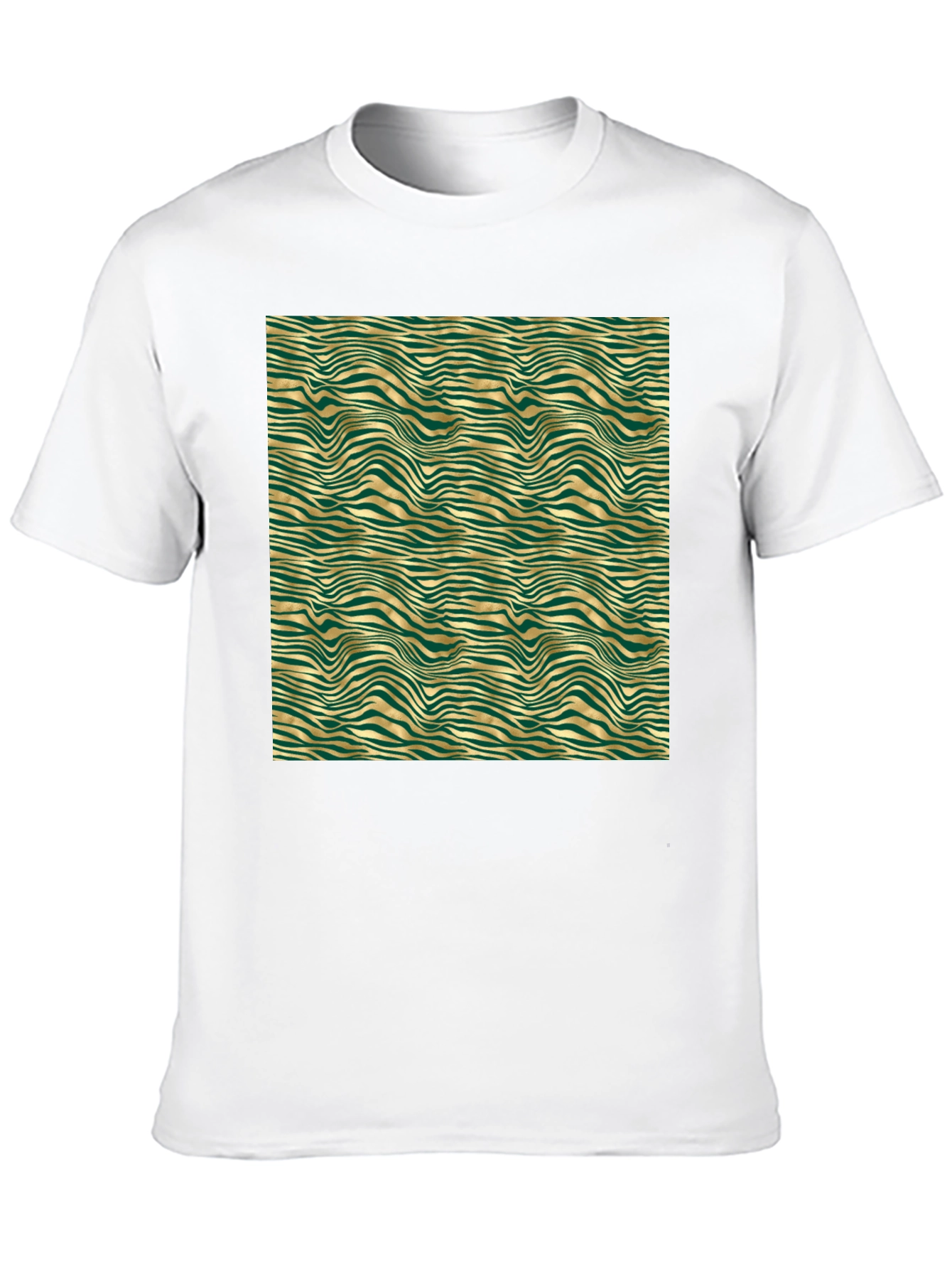 Emerald and Gold Wave Pattern T-Shirt