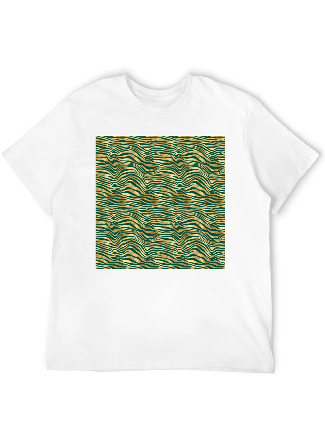 Emerald and Gold Wave Pattern T-Shirt