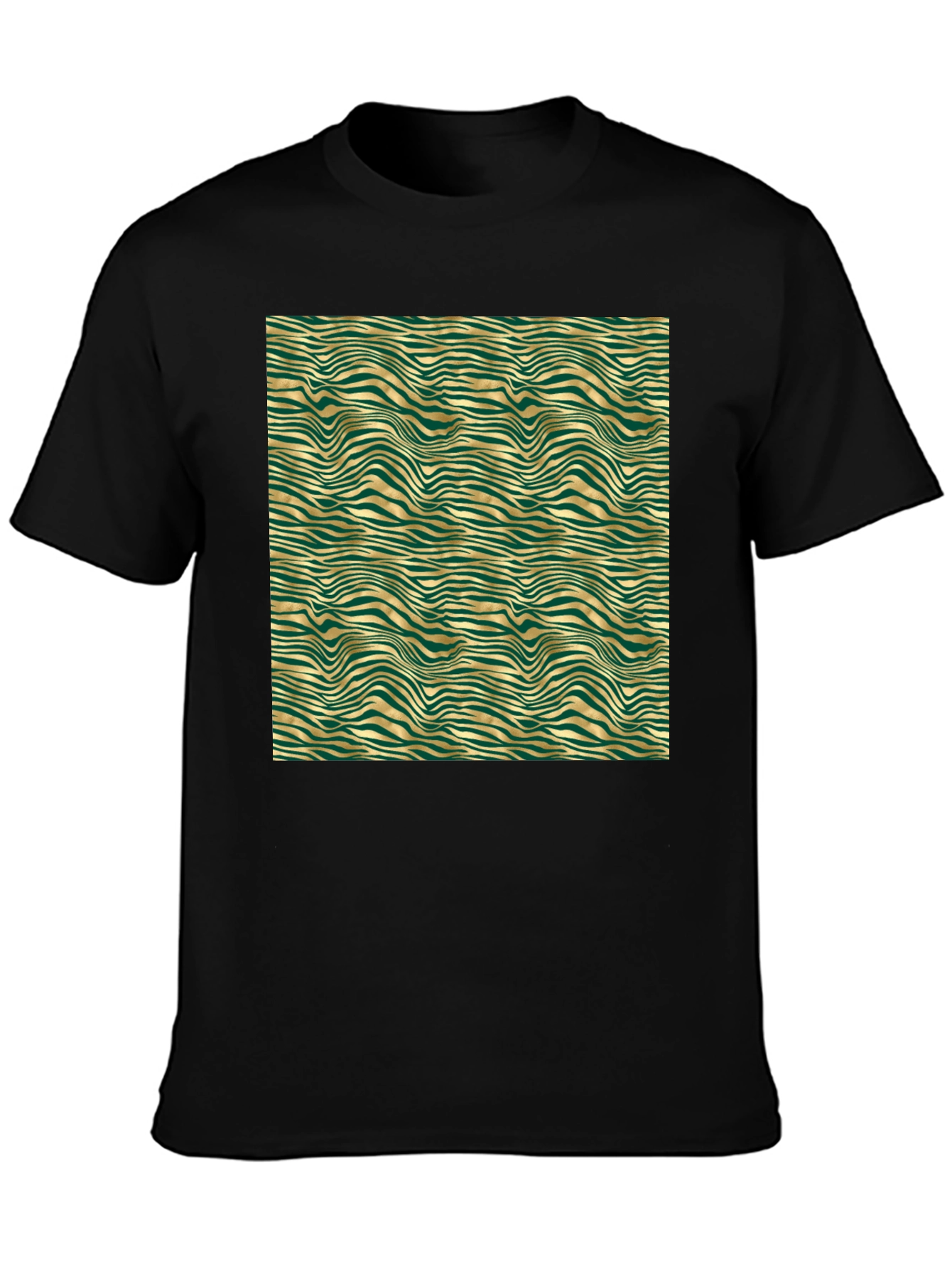 Emerald and Gold Wave Pattern T-Shirt