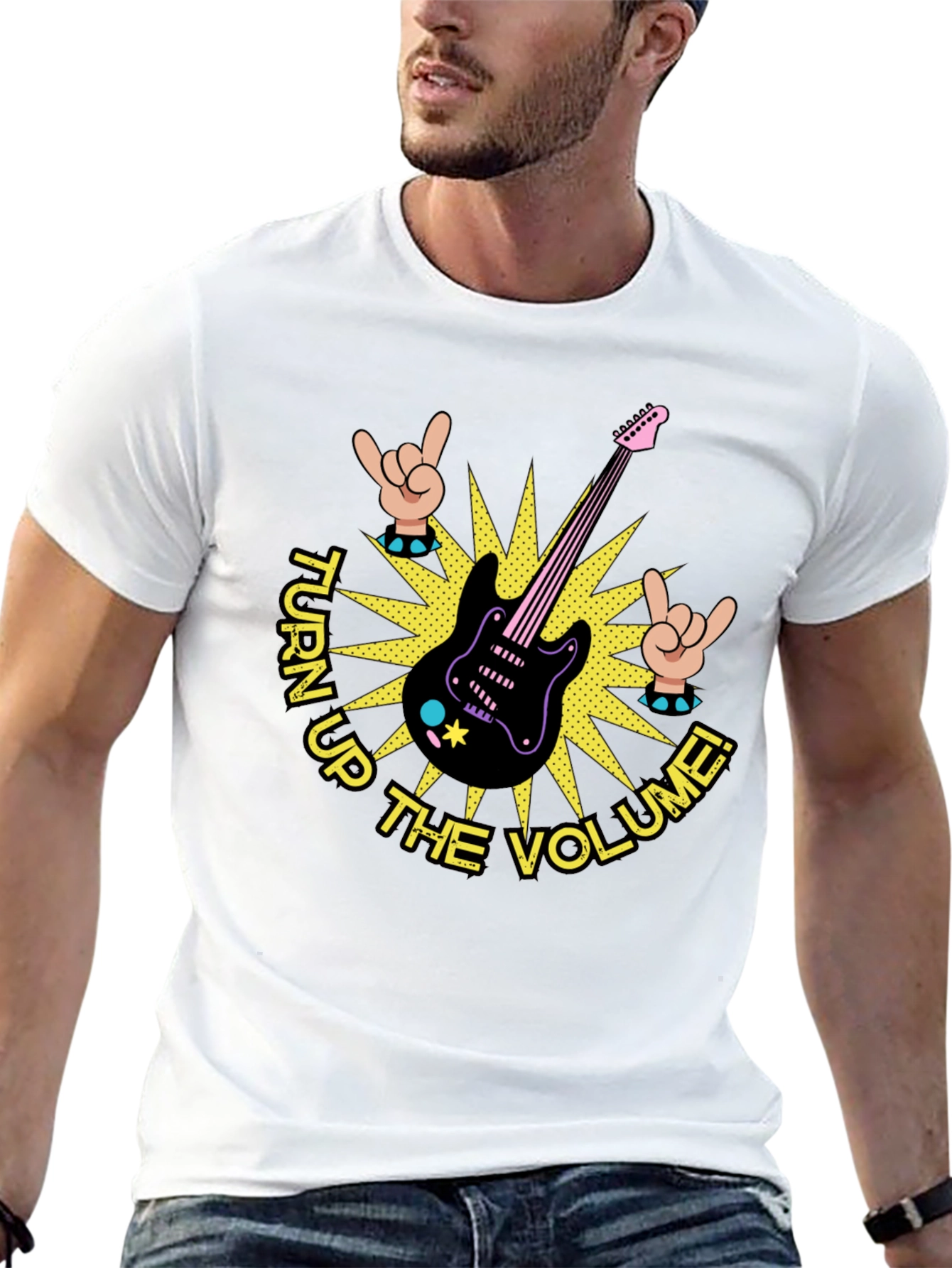 Turn Up the Volume Graphic Tee - Rock On!
