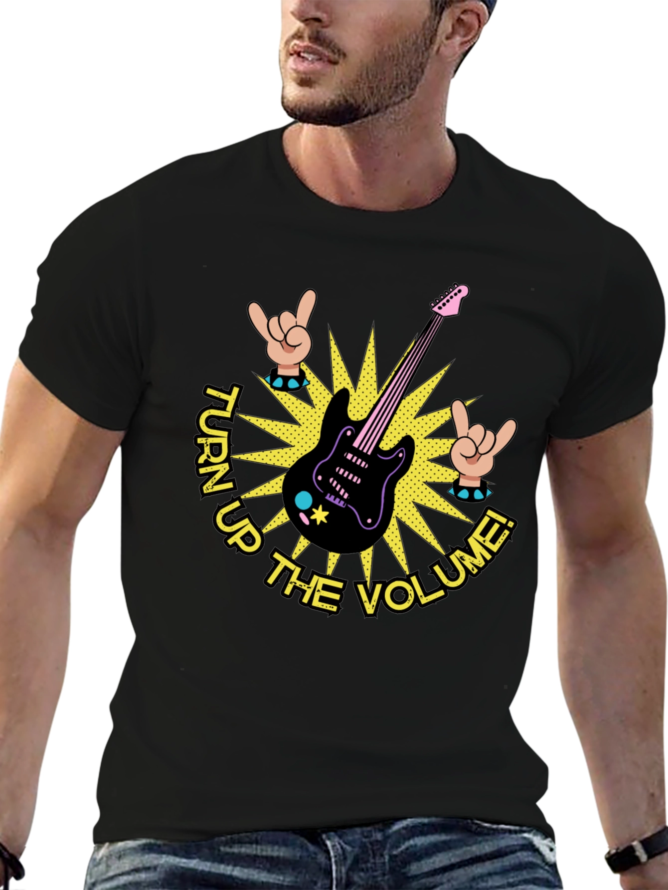 Turn Up the Volume Graphic Tee - Rock On!