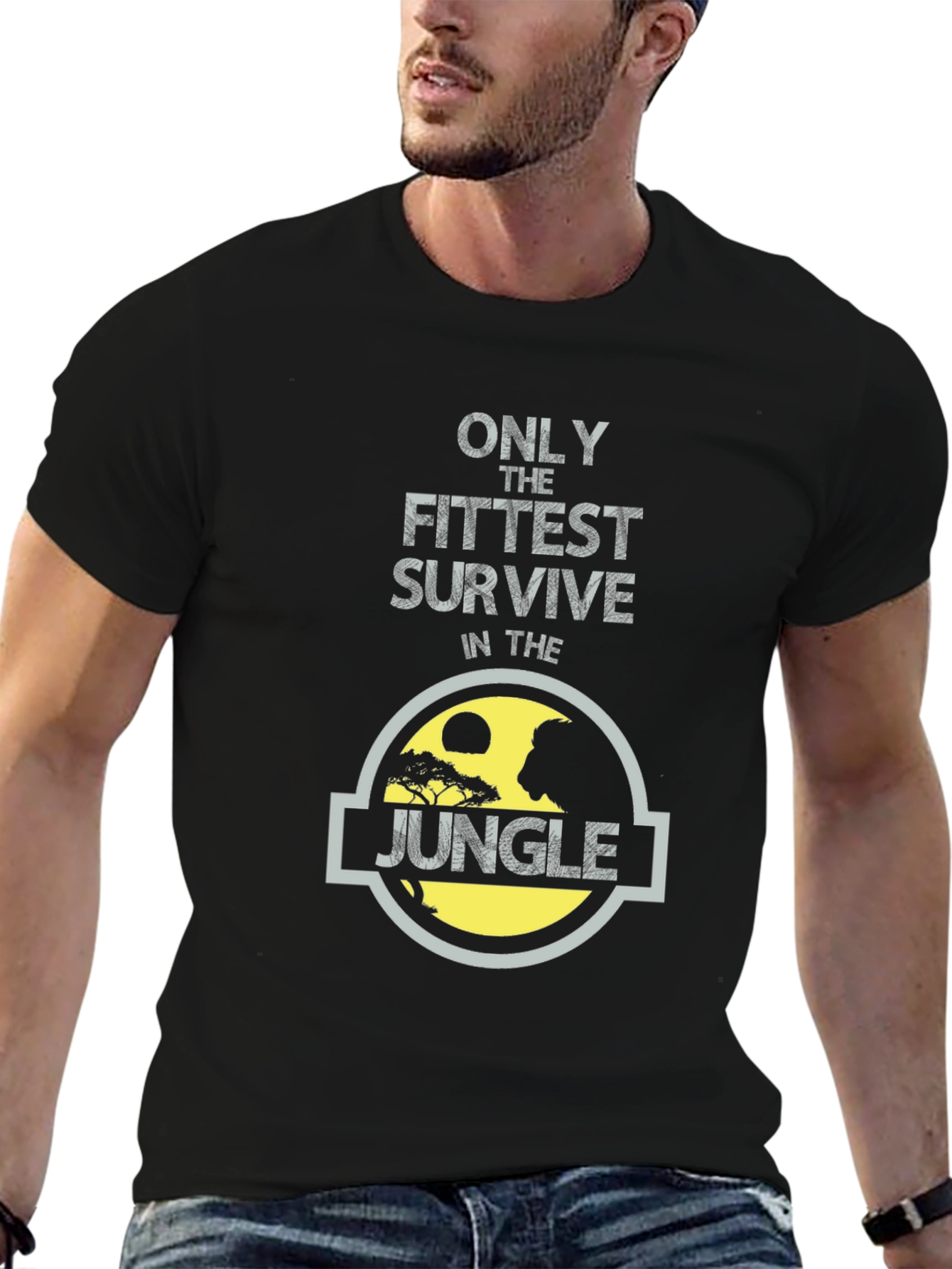 Fittest Survive Jungle Graphic Black T-Shirt