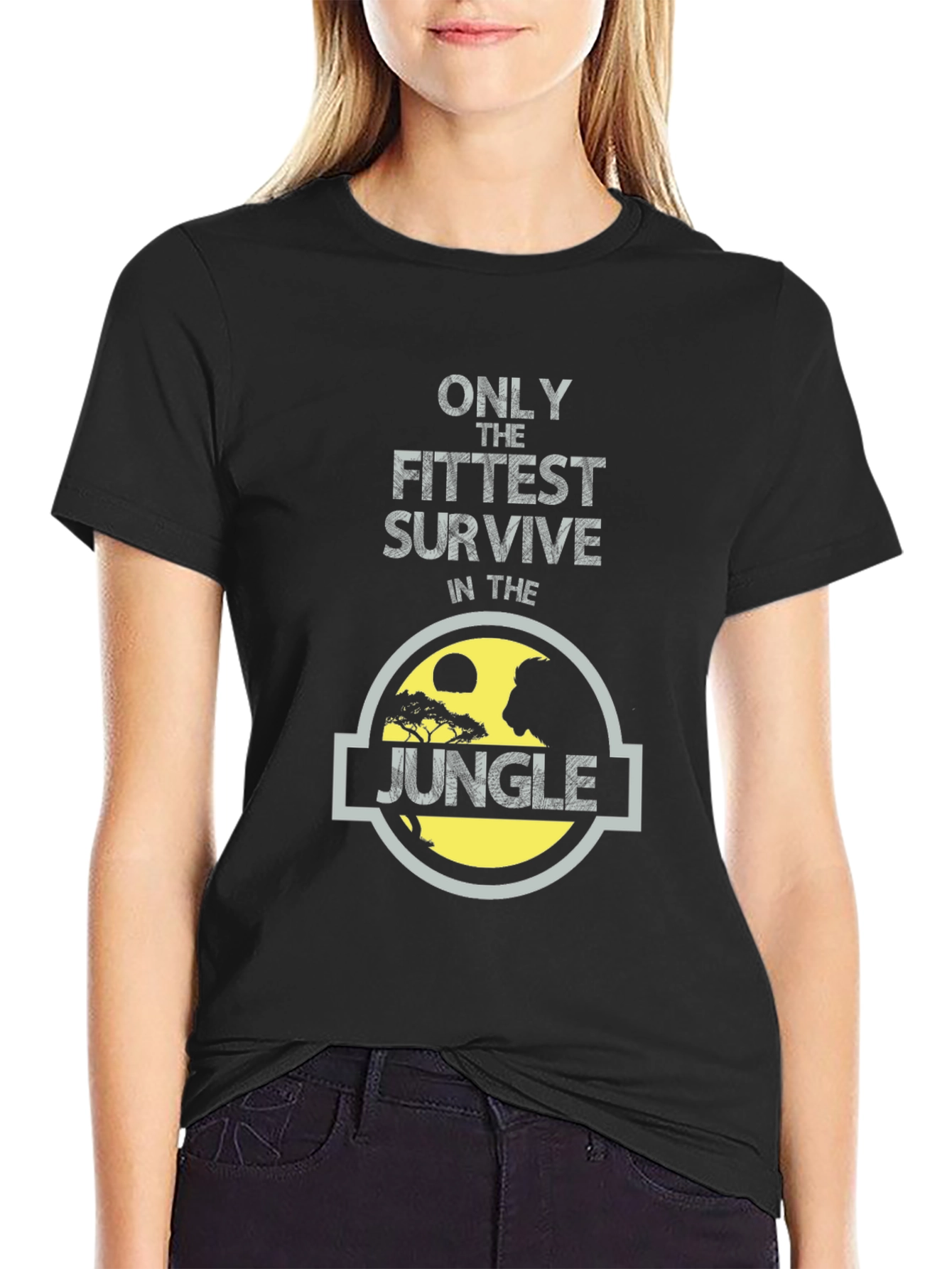 Fittest Survive Jungle Graphic Black T-Shirt