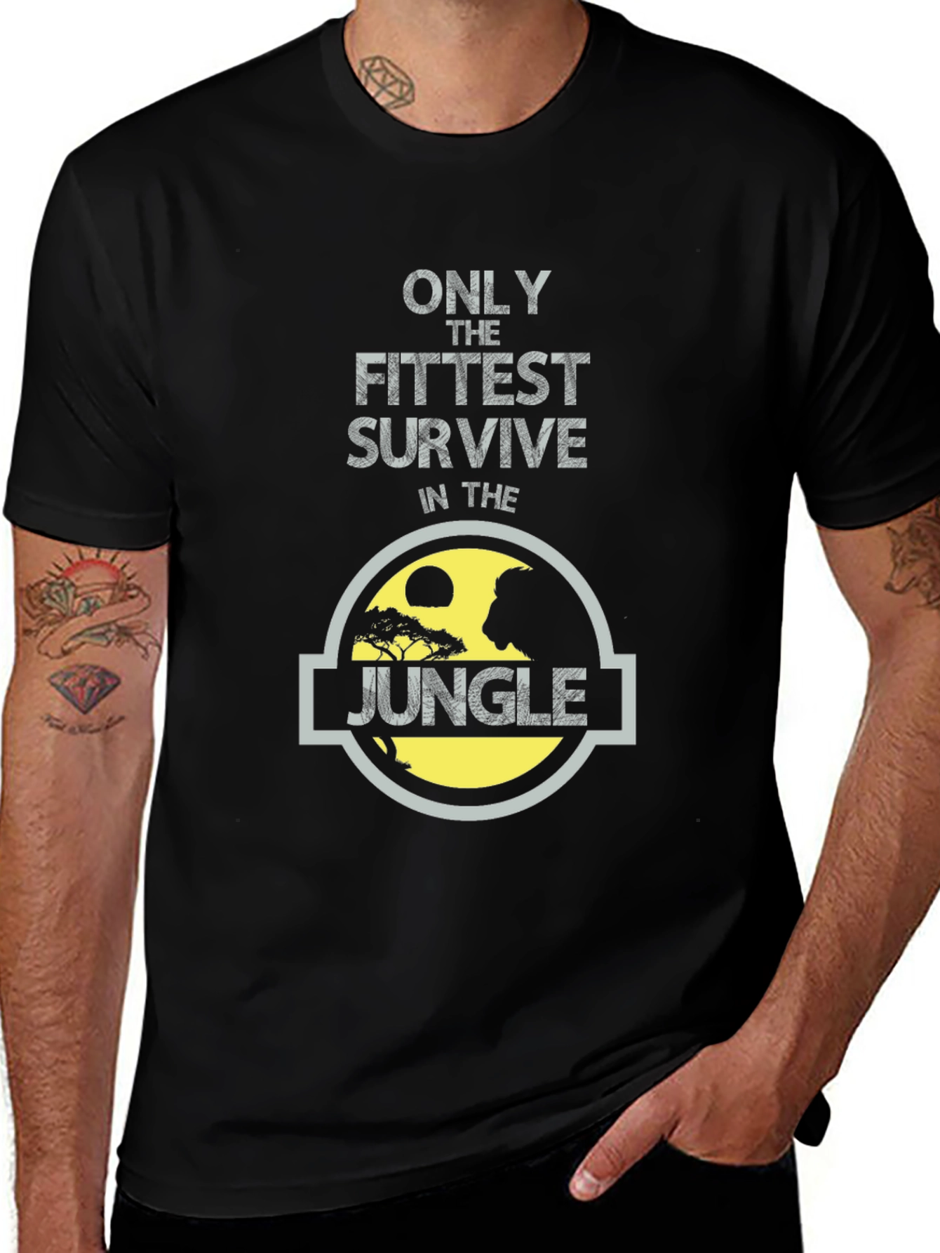 Fittest Survive Jungle Graphic Black T-Shirt