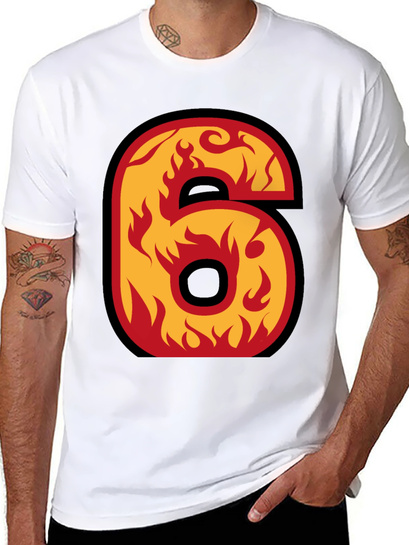 Fiery Number 6 Graphic Tee
