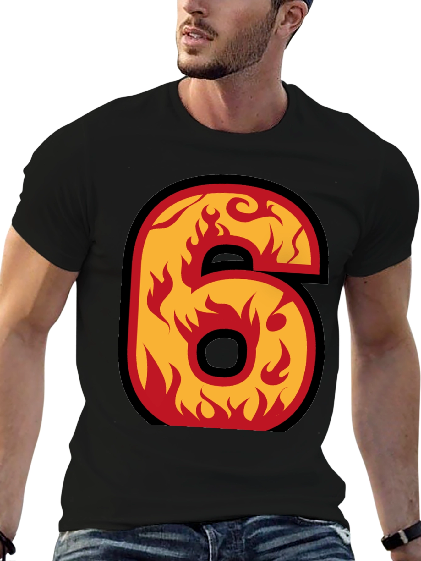 Fiery Number 6 Graphic Tee