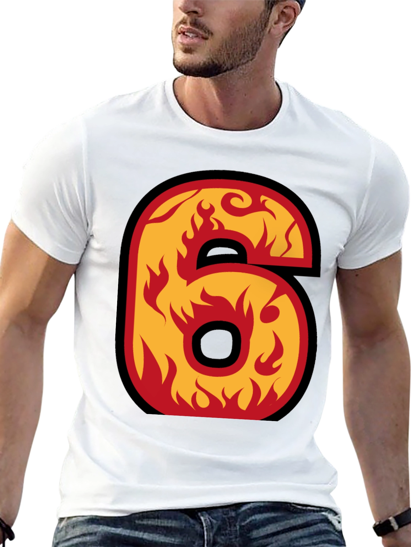 Fiery Number 6 Graphic Tee