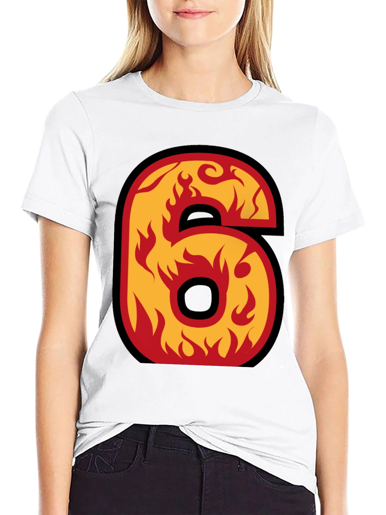 Fiery Number 6 Graphic Tee