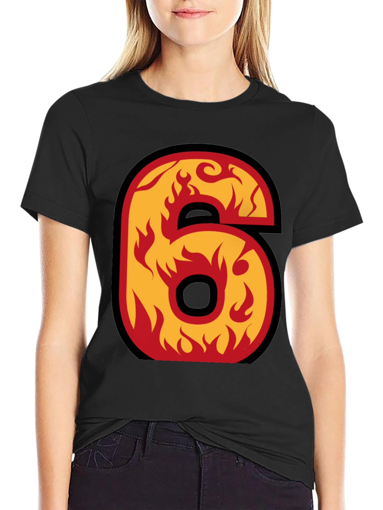 Fiery Number 6 Graphic Tee
