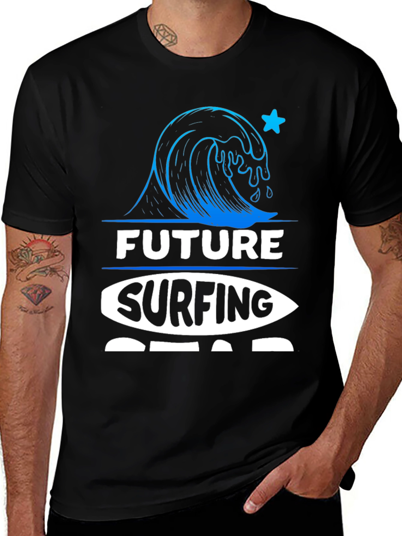 Future Surfing Star Black T-Shirt