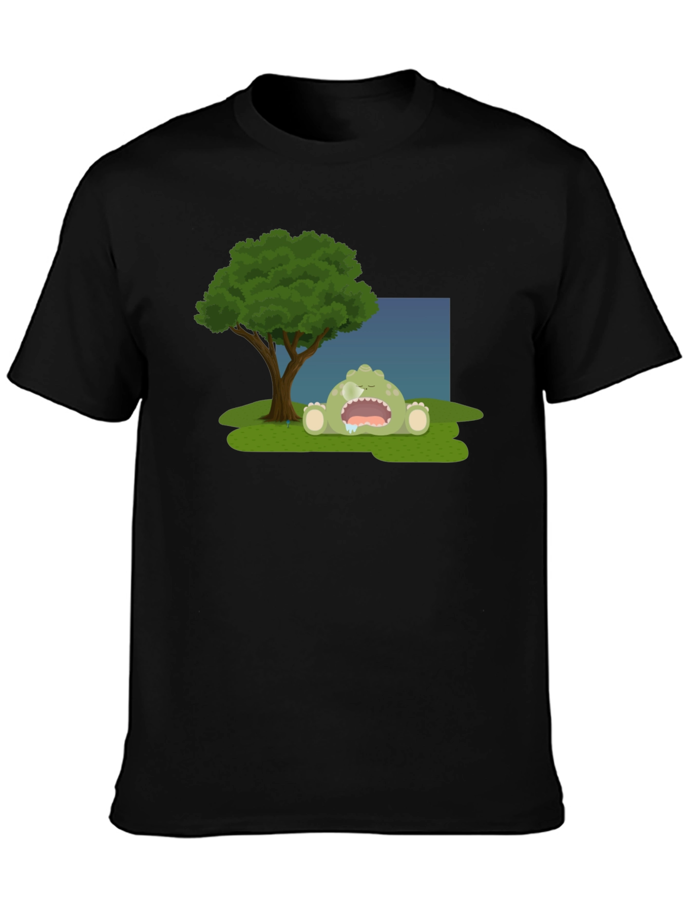 Cartoon Monster Sleeping Under Tree T-Shirt