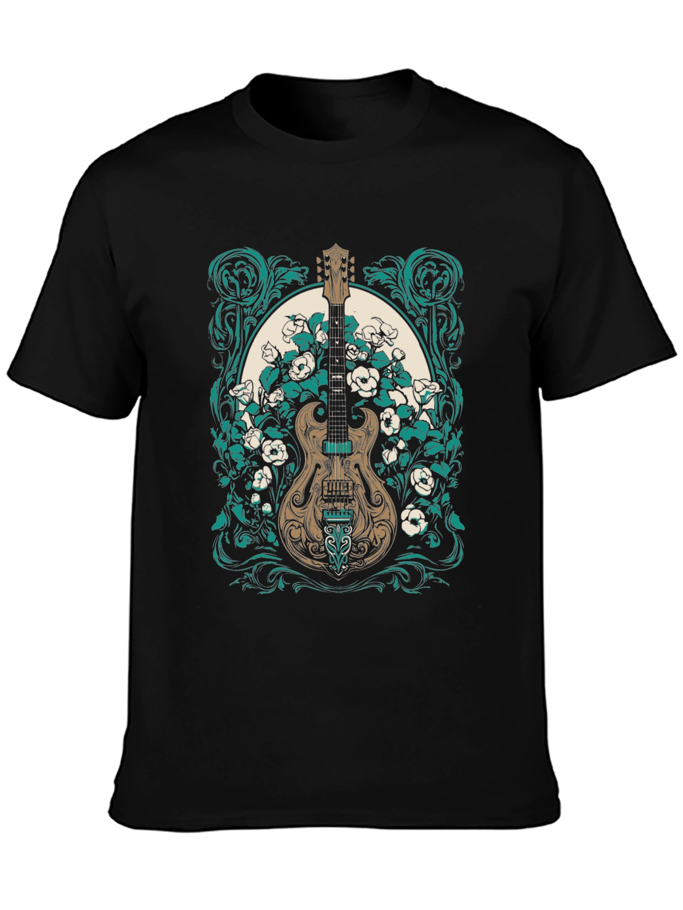 Guitar & Floral Graphic Tee - Rocker Style