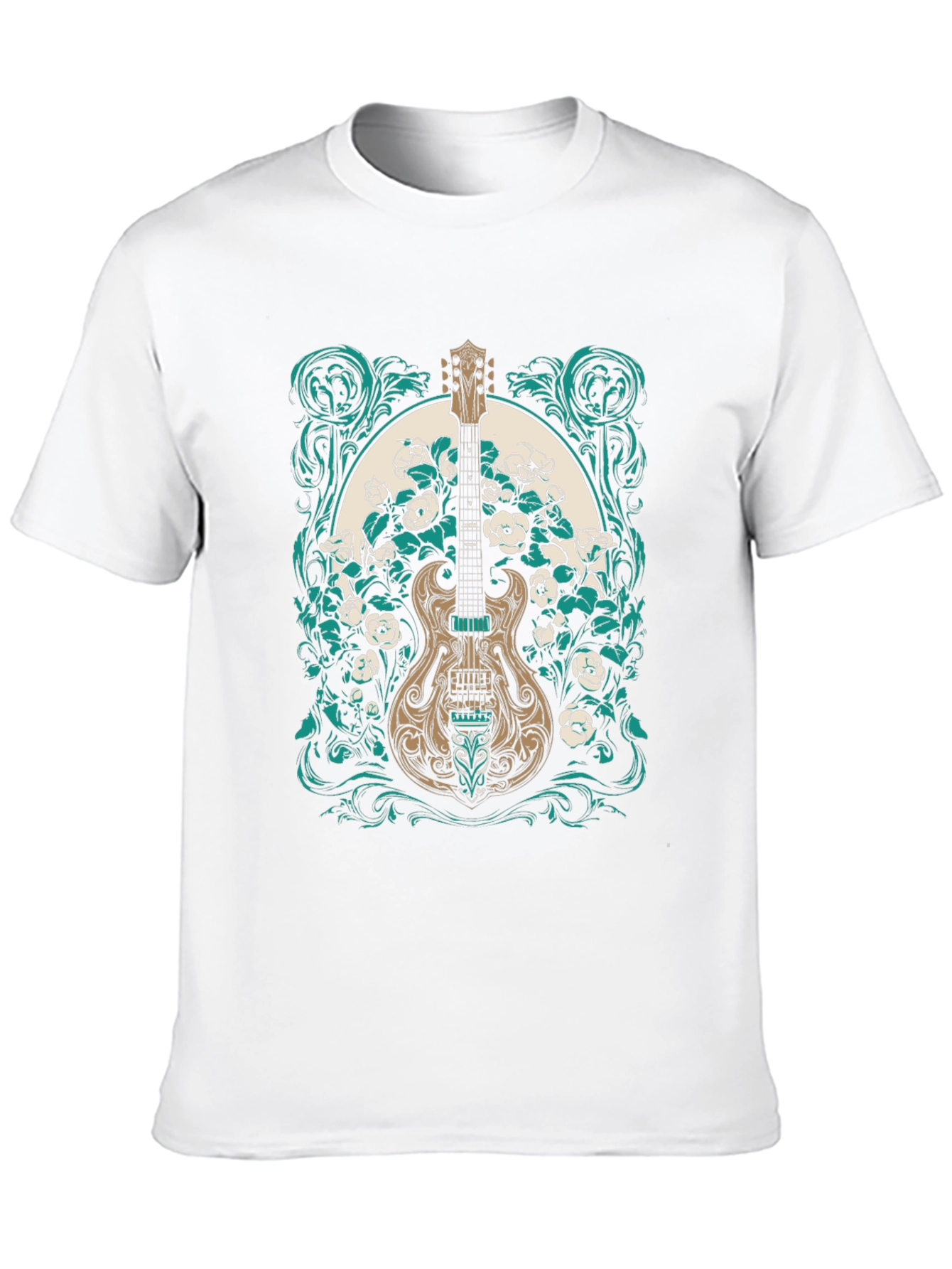 Guitar & Floral Graphic Tee - Rocker Style