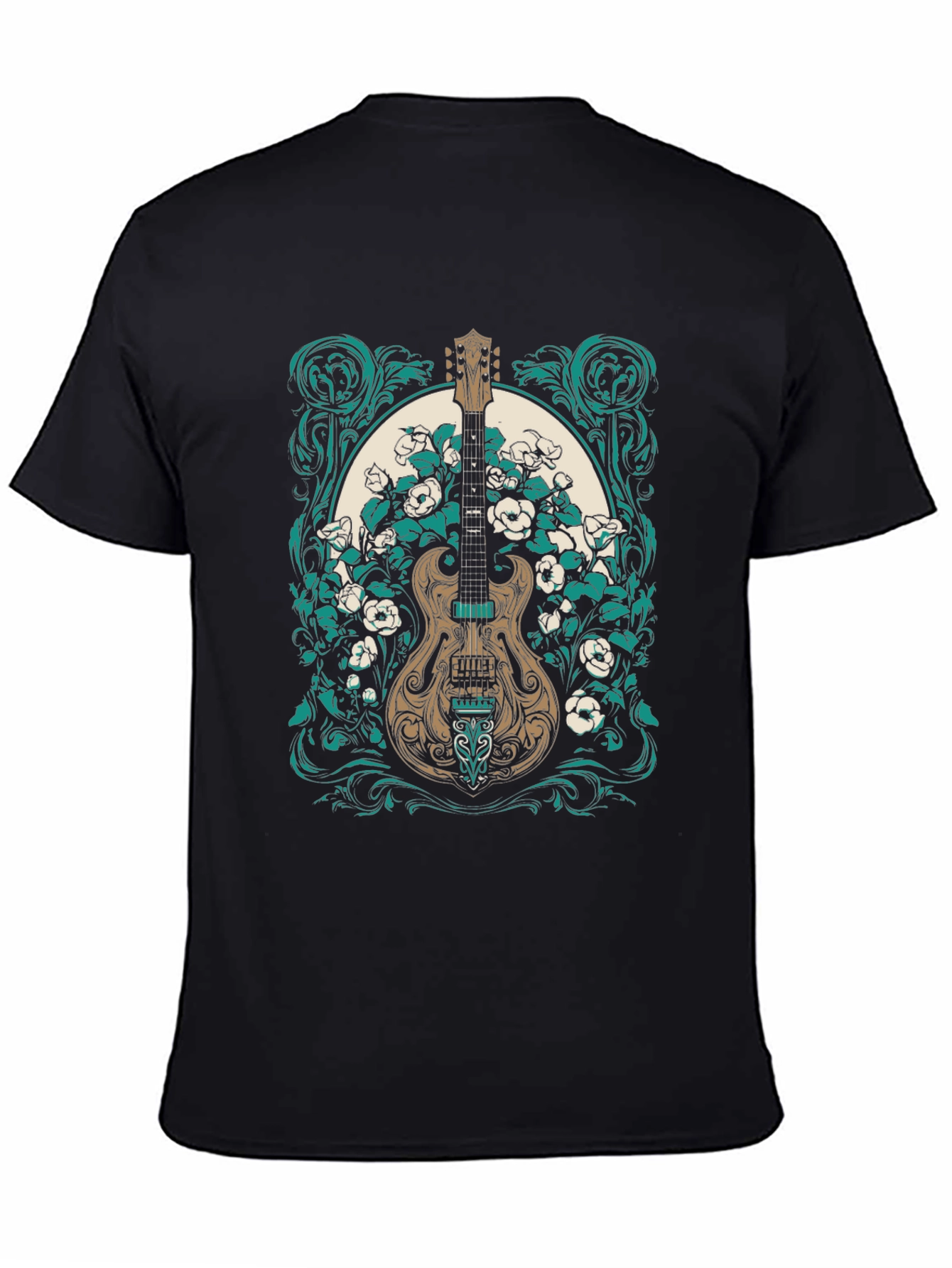 Guitar & Floral Graphic Tee - Rocker Style
