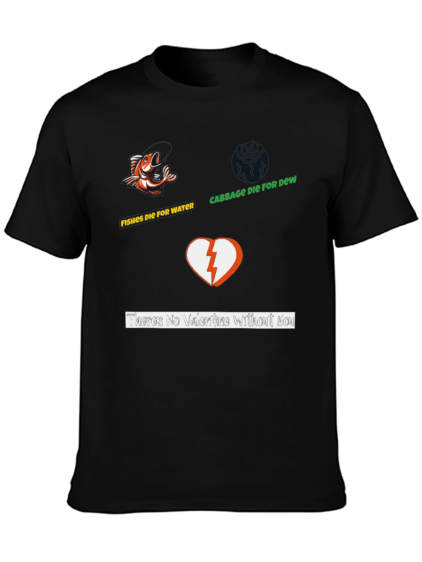 Humorous Graphic Print Black T-Shirt