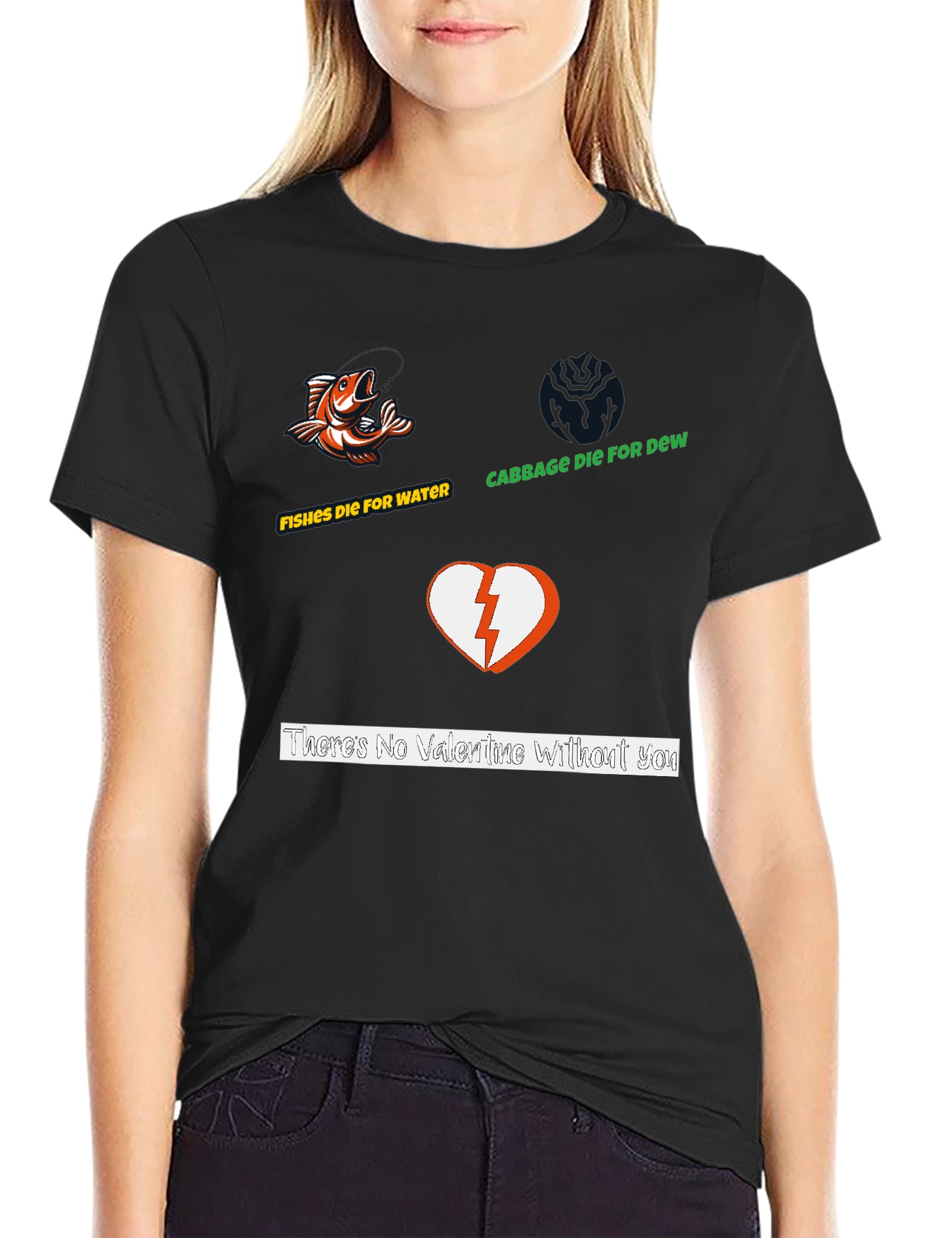 Humorous Graphic Print Black T-Shirt